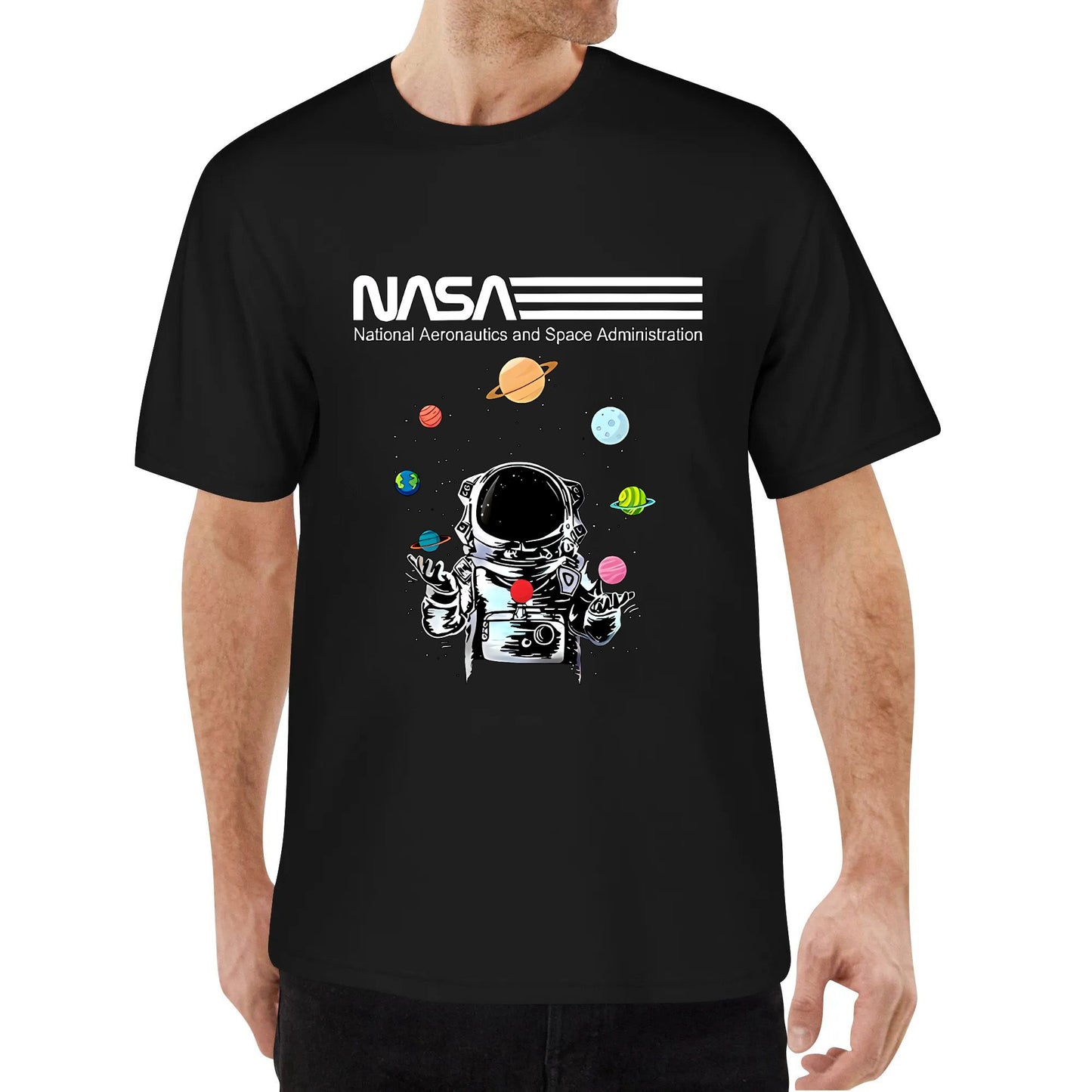 NASA T-Shirt Astronaut Space Planet NASA Gifts for Men and Women Round Neck T-shirt Cotton Original Design Tshirt for Men Women Black White Blue Red Tops Tee Cool Style Clothing Customize Gifts