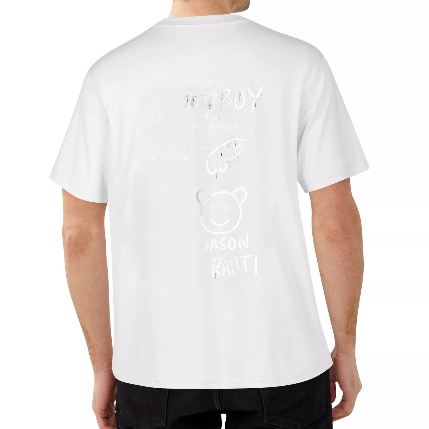 T-shirt Band Jason Ranti Jeje Boy Anggur Man Desain Gambar Keren Kaos Trendi Leher Bulat Atasan Lengan Pendek Poliester