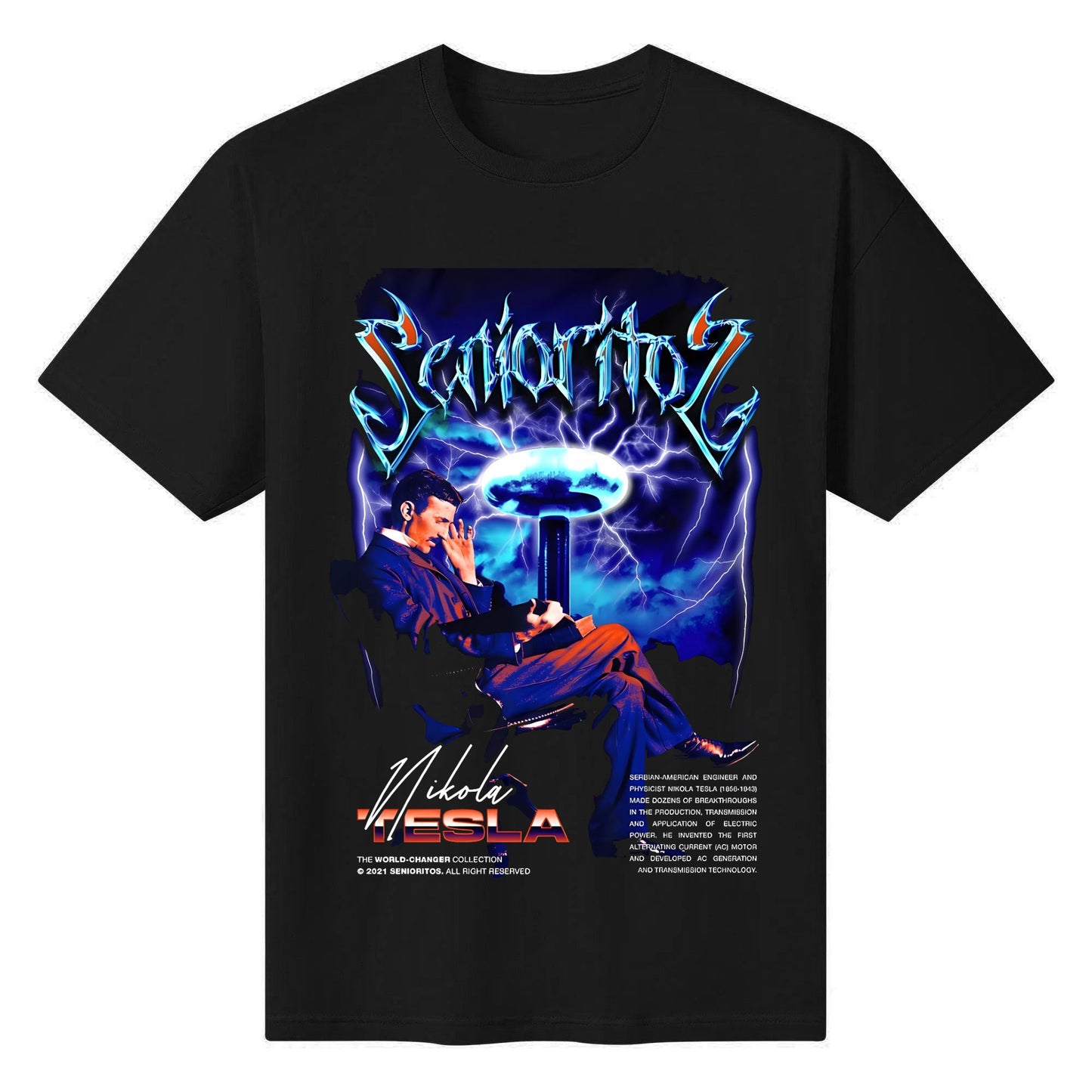 Senioritos Nikola Tesla - The World Changer Collection T-Shirt Round Neck Cotton