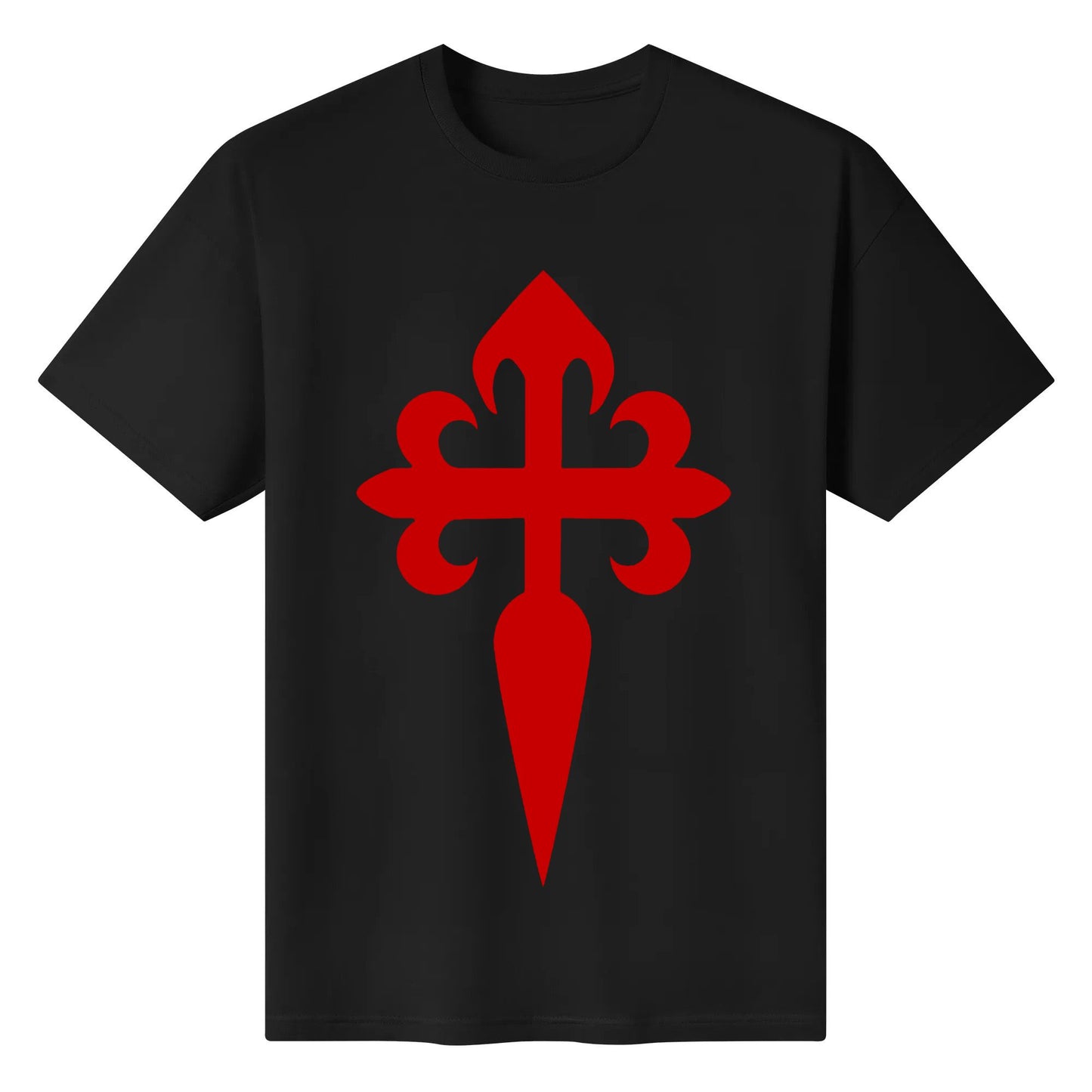 Camino de Santiago Shirt Large Logo Red Sword Cross T-Shirt Cotton T shirts Short Sleeve Graphic Crew Neck Top Tee Shirts for Man Women Unisex Adult Summer Ladies