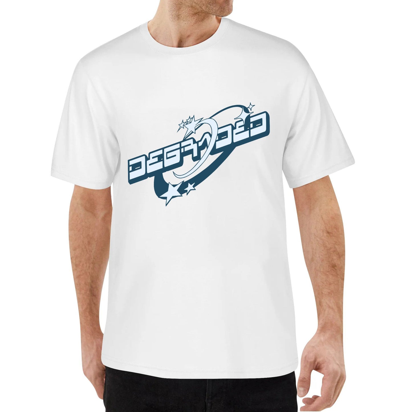 Degraded "Y2k Vibes Big Logo" Crew Neck T-Shirt | BOX TEE FIT | OVER SIZE  Cotton Printed Fashion