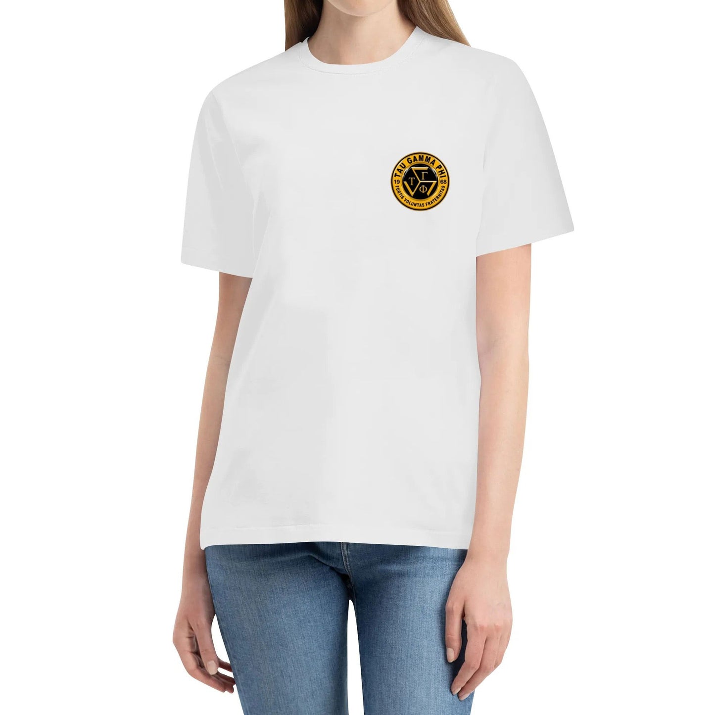 Tau Gamma Phi Frat Shirt Minimal Logo Cotton T shirt for Men Women Two Sided Front Back Printing Tshirt Black White Tee