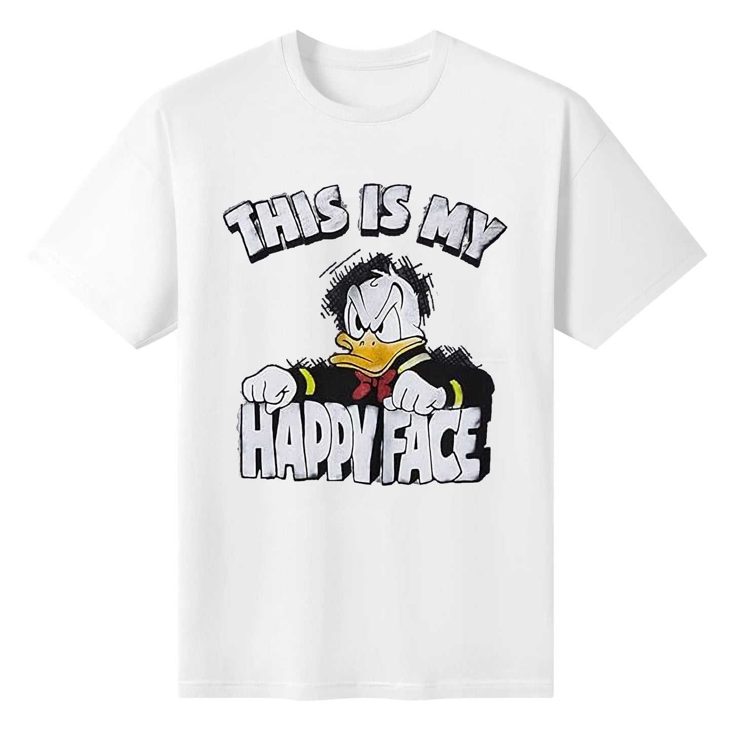 Donald Duck Angry Grumpy This Is My Happy Face T-shirt Cotton Original Design Tshirt for Men Women Black White Blue Red Commemorative Tops Tee Clothing Customize Gifts