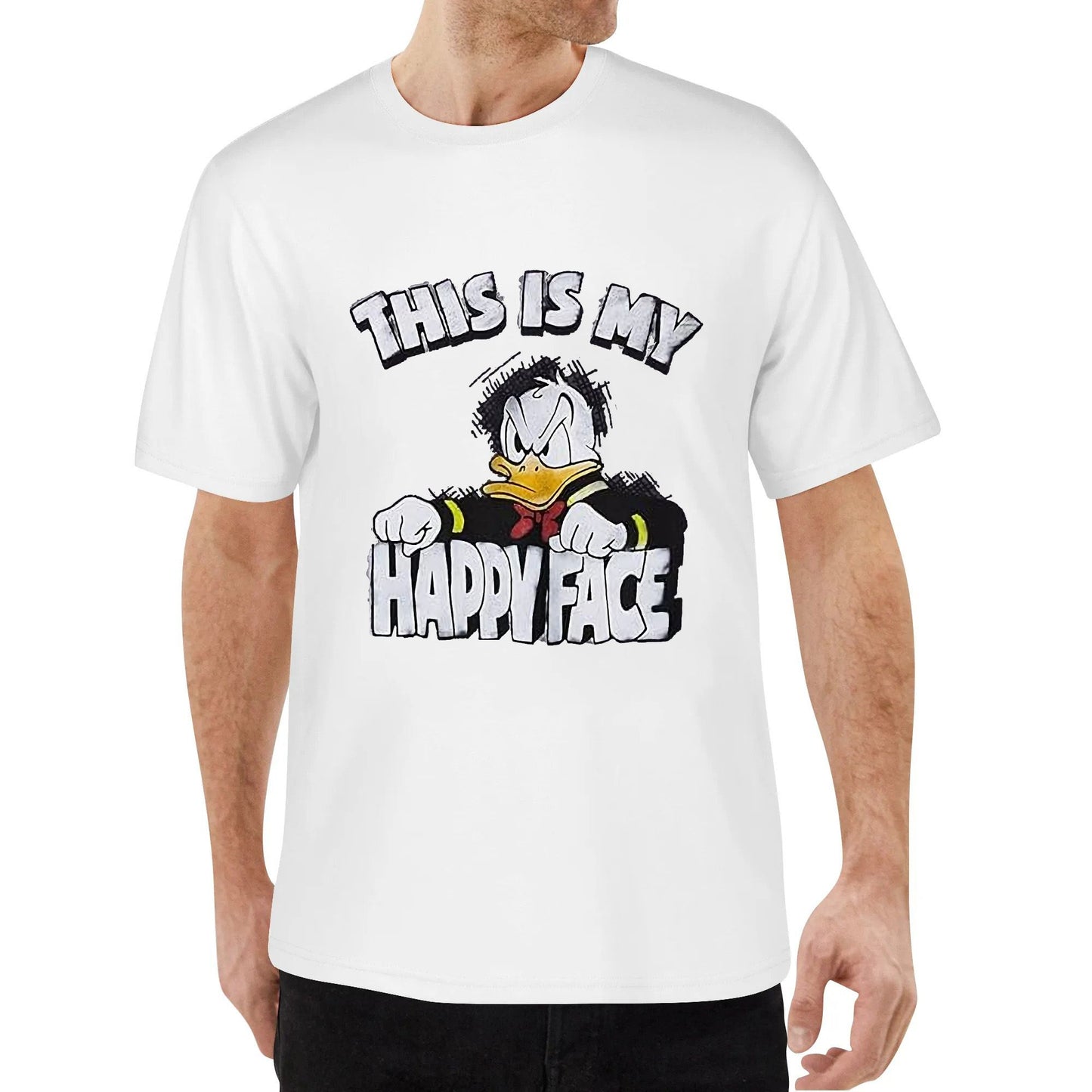Donald Duck Angry Grumpy This Is My Happy Face T-shirt Cotton Original Design Tshirt for Men Women Black White Blue Red Commemorative Tops Tee Clothing Customize Gifts