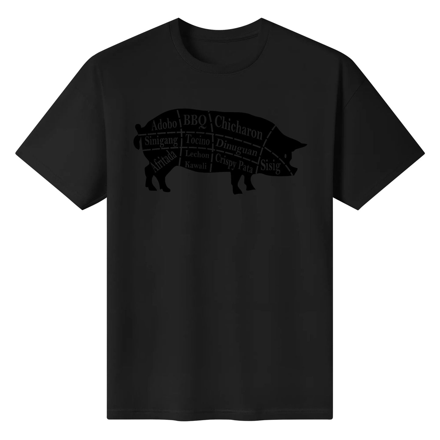 Pig Parts Filipino Food BBQ Pinoy Adobo Funny Pork Cotton T shirt Short Sleeve Printed Round Neck Top Tee Shirts for Men Women Unisex Adult Summer Ladies