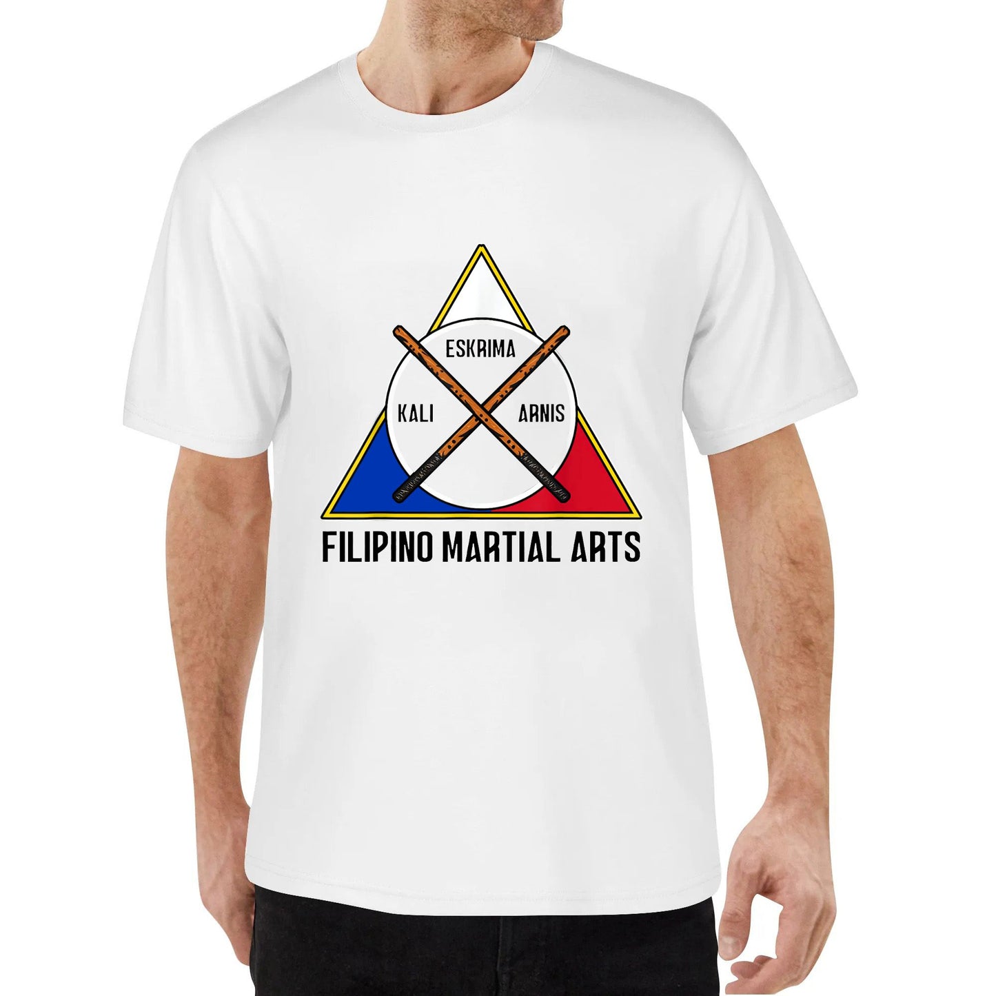 Arnis Kali Eskrima FMA Sparring Escrima Sticks Filipino Flag T-Shirt Cotton Tshirt Short Sleeve Graphic Round Neck Top Tee Shirts for Men Woman Unisex Adult Summer Ladies