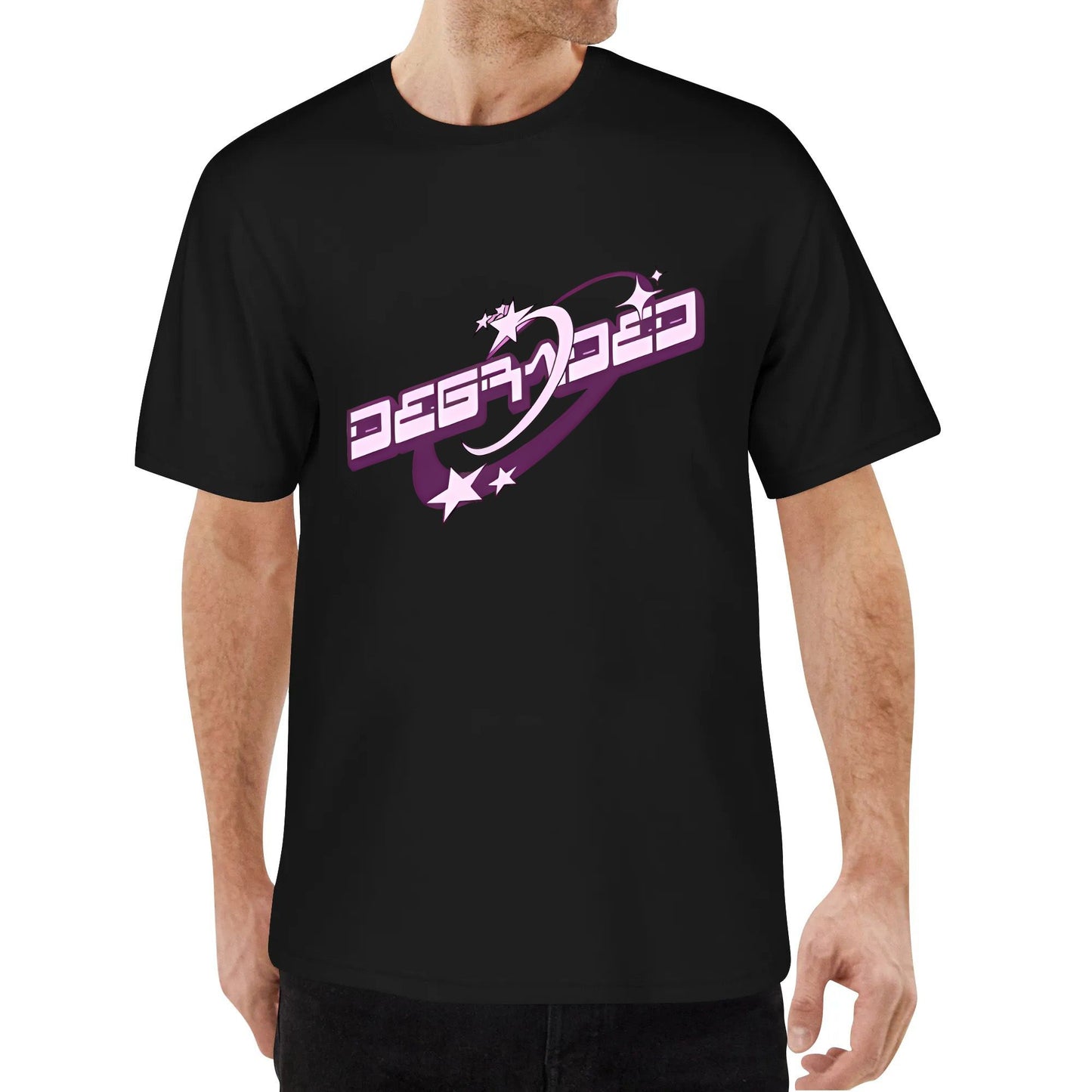 DEGRADED "Y2k Vibes Big Logo" Crew Neck T-Shirt Personalize Tops Tee Clothing Customize Gifts
