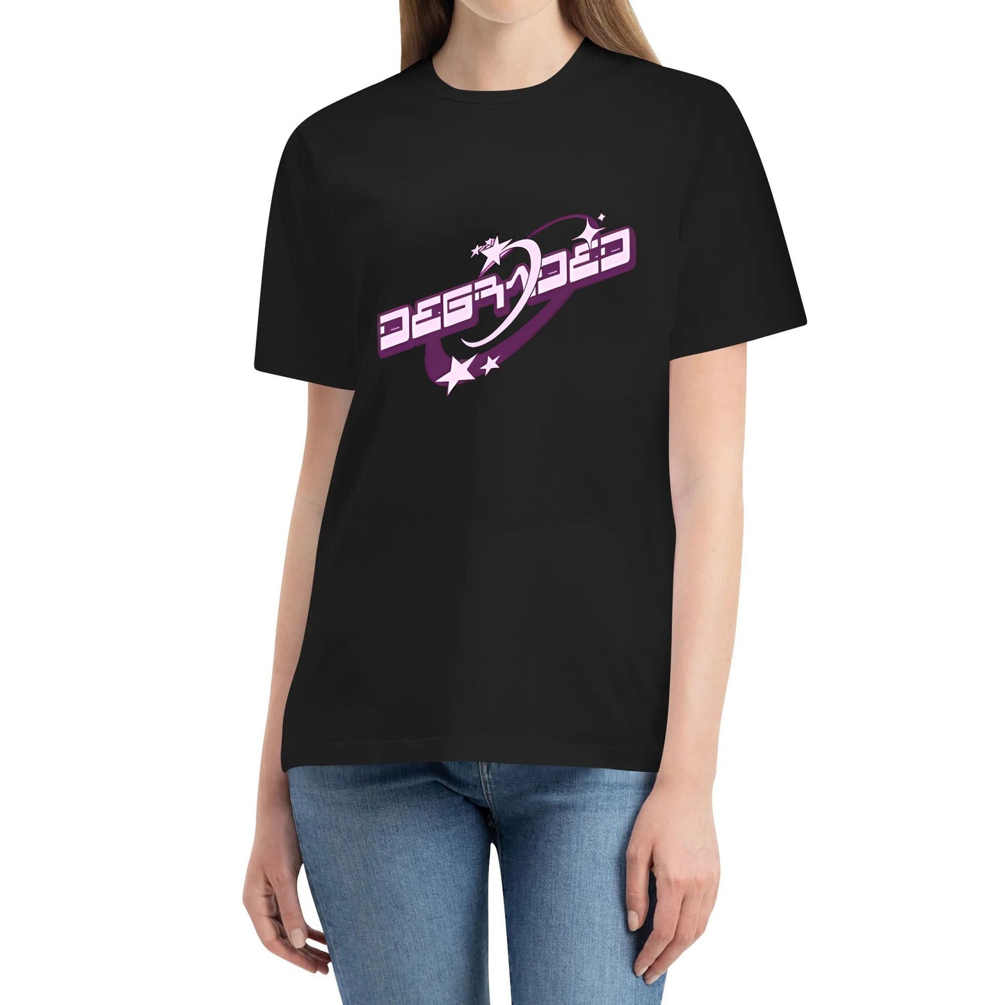 DEGRADED "Y2k Vibes Big Logo" Crew Neck T-Shirt Personalize Tops Tee Clothing Customize Gifts