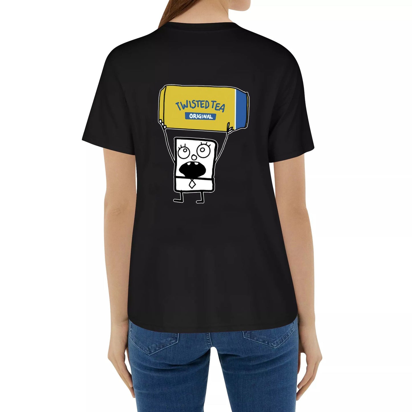 Doodlebob Twisted Tea 2 Sided T-Shirt, Funny Drinking T-Shirt, Summer T-Shirt, Full Color T-Shirt, Unisex T-Shirt, For Men, For Women, Gift For All Menswear Top