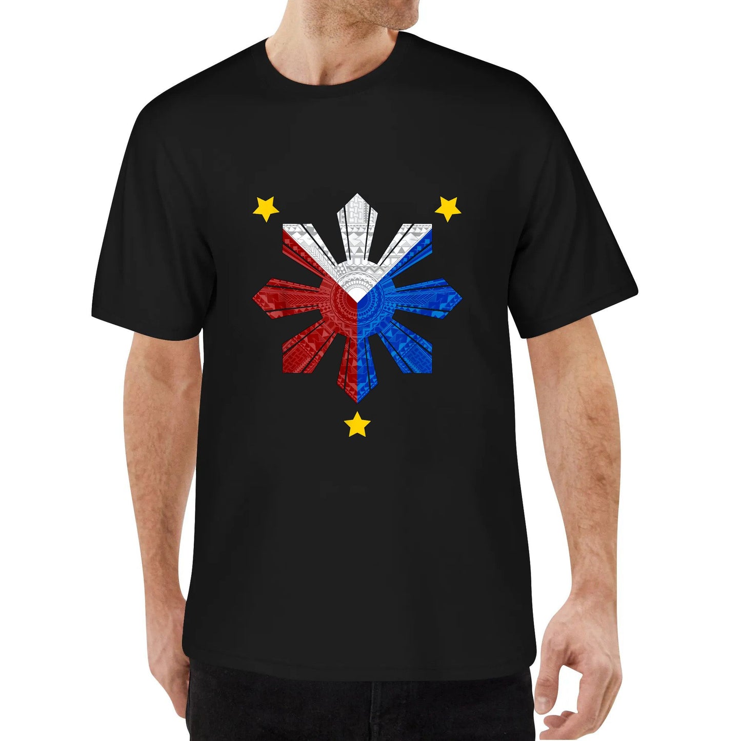 Philippine Flag - Tribal Design Shirt Cotton T-shirt for Men and Women Tee Adults Tshirts Black White Blue Red Customize Clothing