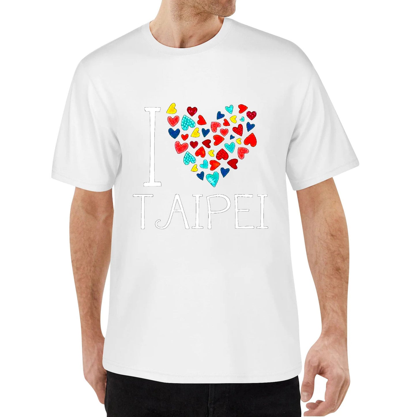 Taiwan Tshirt I Love Taipei Colorful Hearts T-Shirt For Men Women Cotton Clothing Tshirt Black White Blue Tops Tee