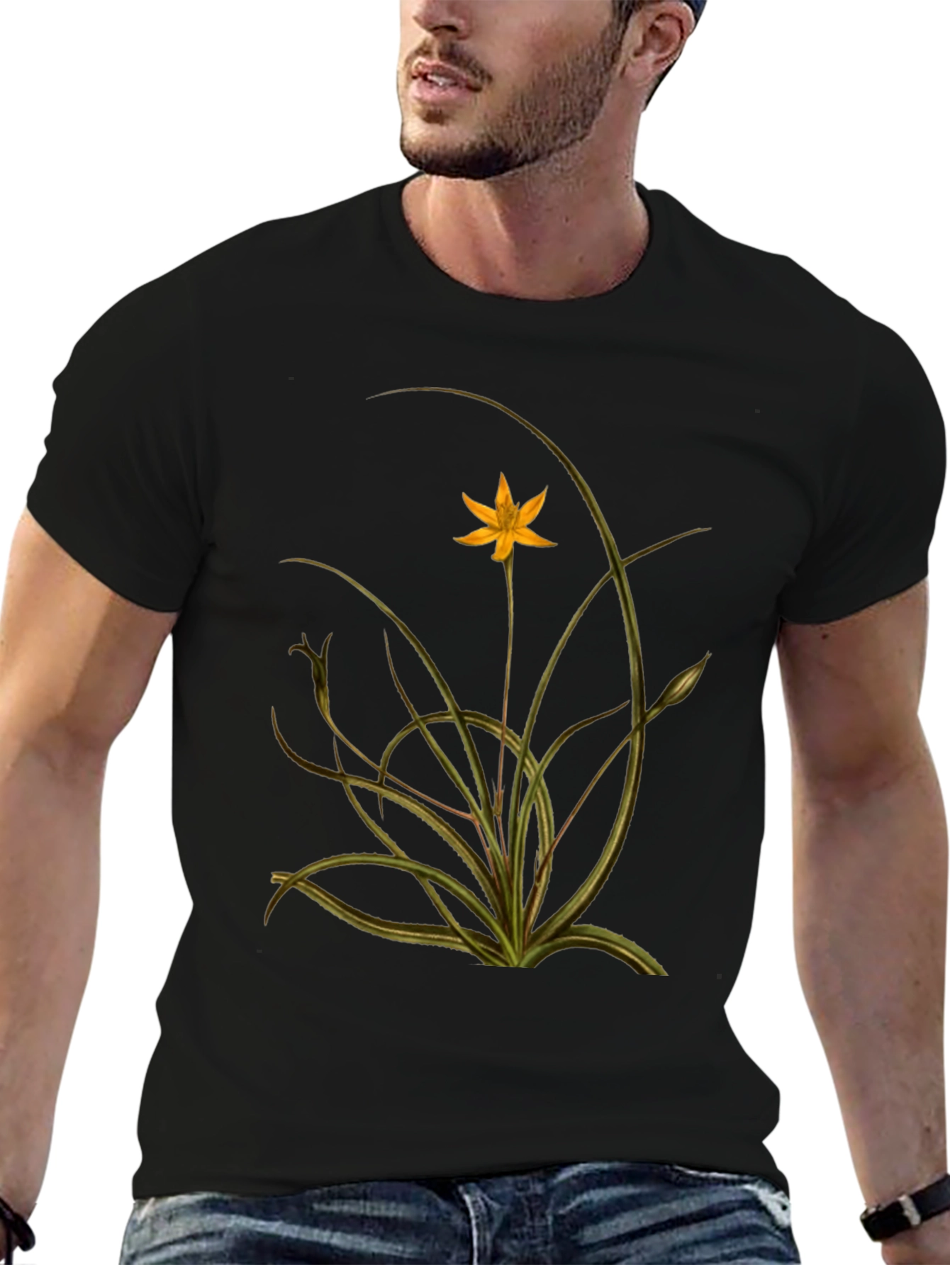 Botanical Print Black Tee