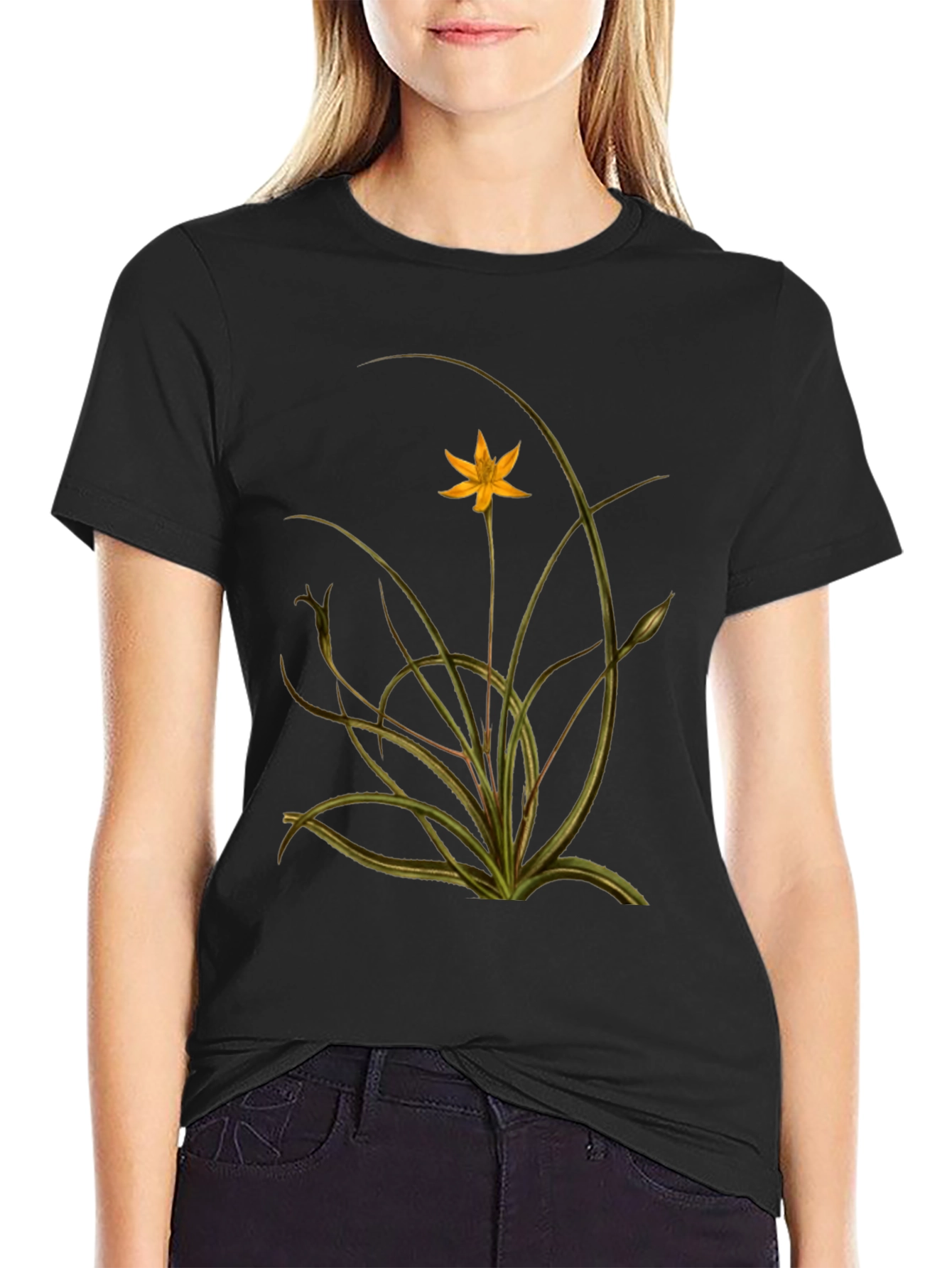 Botanical Print Black Tee