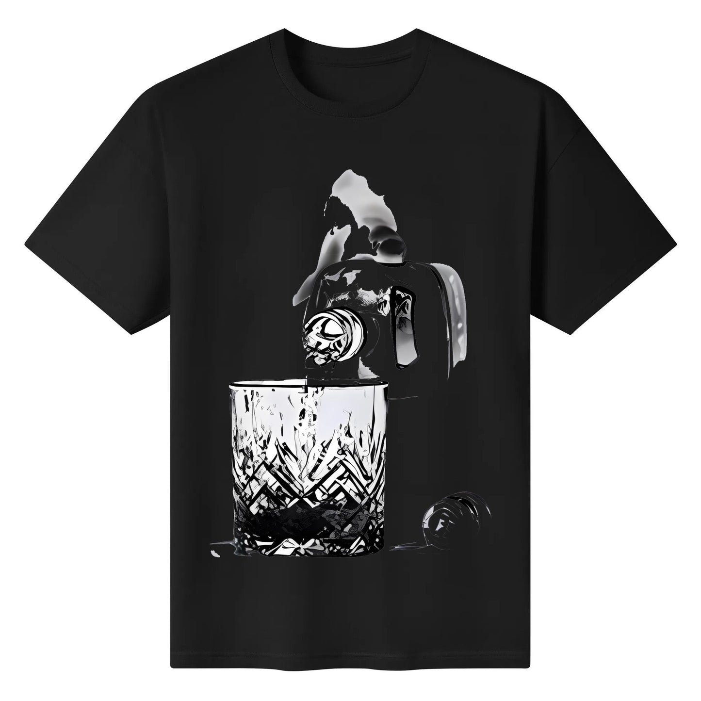 Kaus Katun Lembut Dengan Cetakan Wiski-Uniseks Desain Abstrak Terinspirasi Desain Unisex T-Shirt Atasan