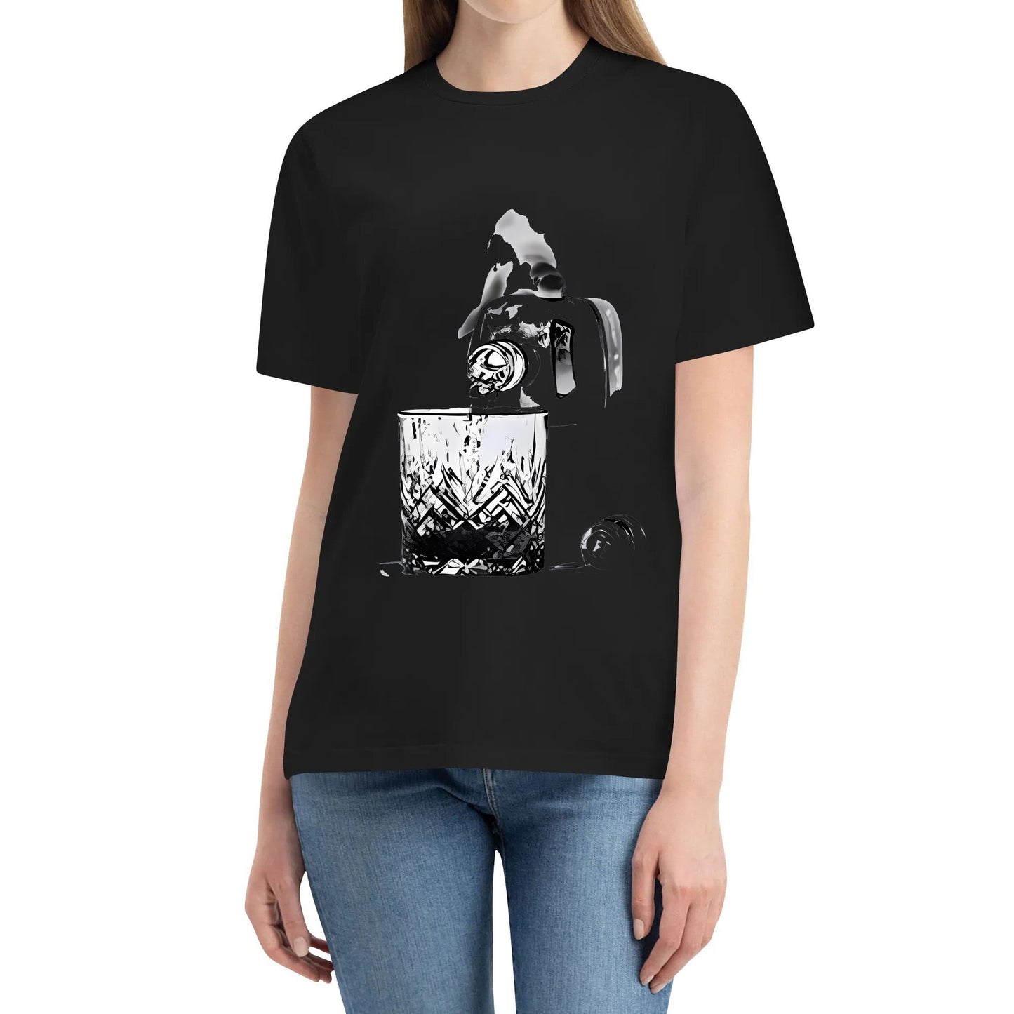 Kaus Katun Lembut Dengan Cetakan Wiski-Uniseks Desain Abstrak Terinspirasi Desain Unisex T-Shirt Atasan