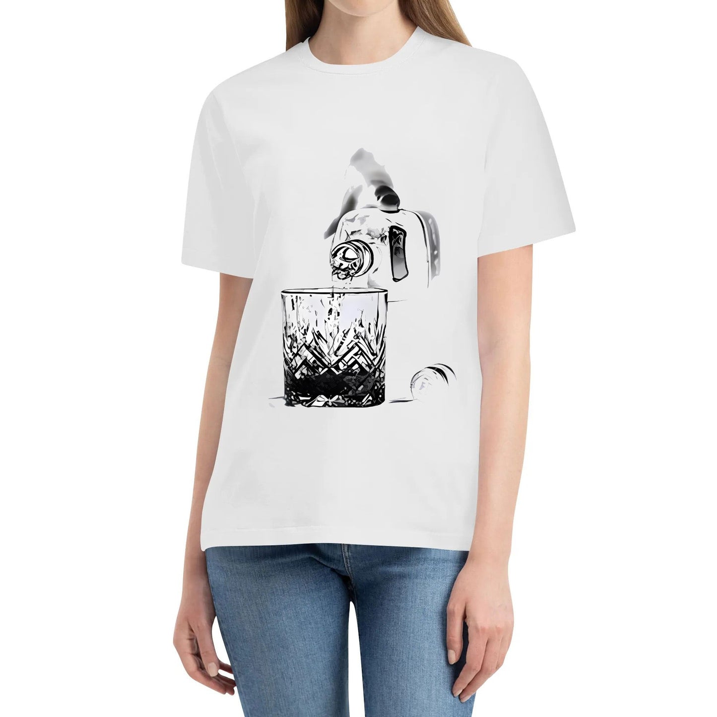 Kaus Katun Lembut Dengan Cetakan Wiski-Uniseks Desain Abstrak Terinspirasi Desain Unisex T-Shirt Atasan