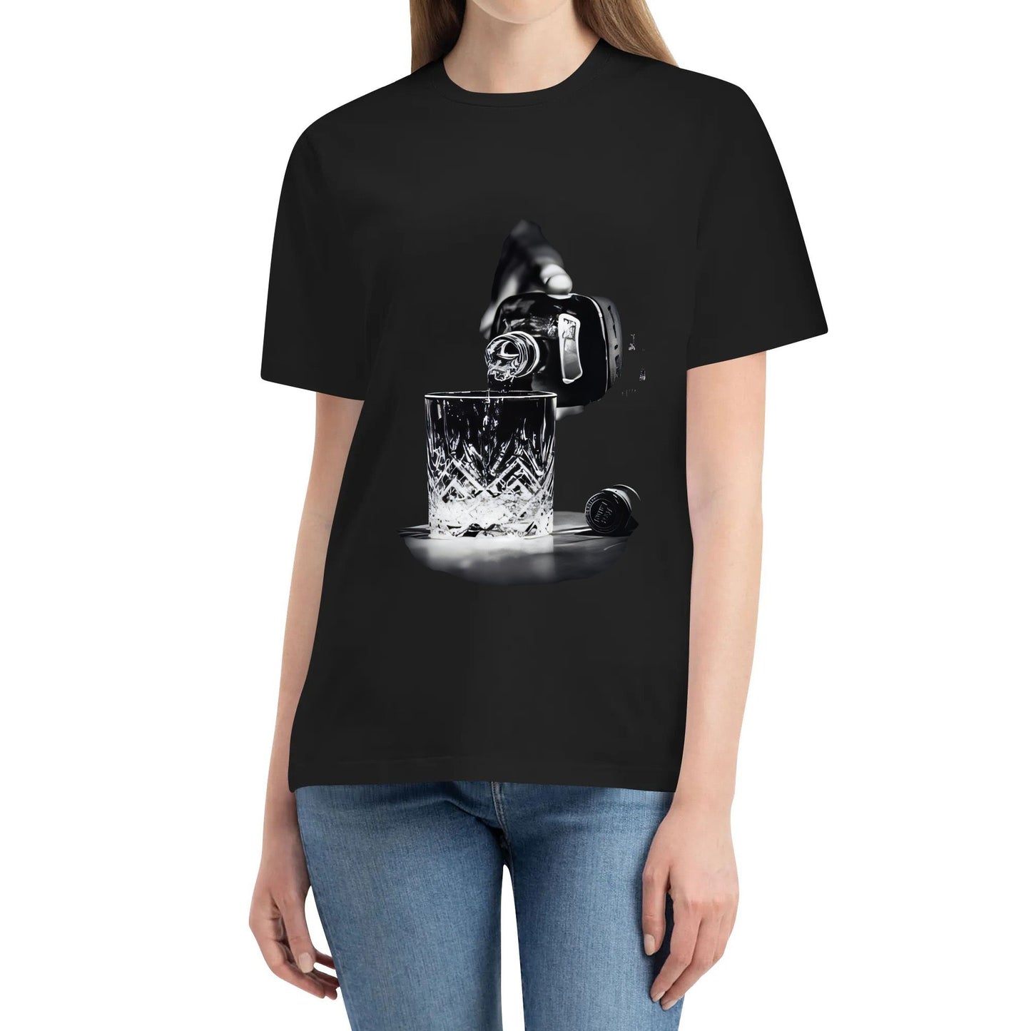 Kaus Katun Lembut Dengan Cetakan Wiski-Uniseks Desain Abstrak Terinspirasi Desain Unisex T-Shirt Atasan