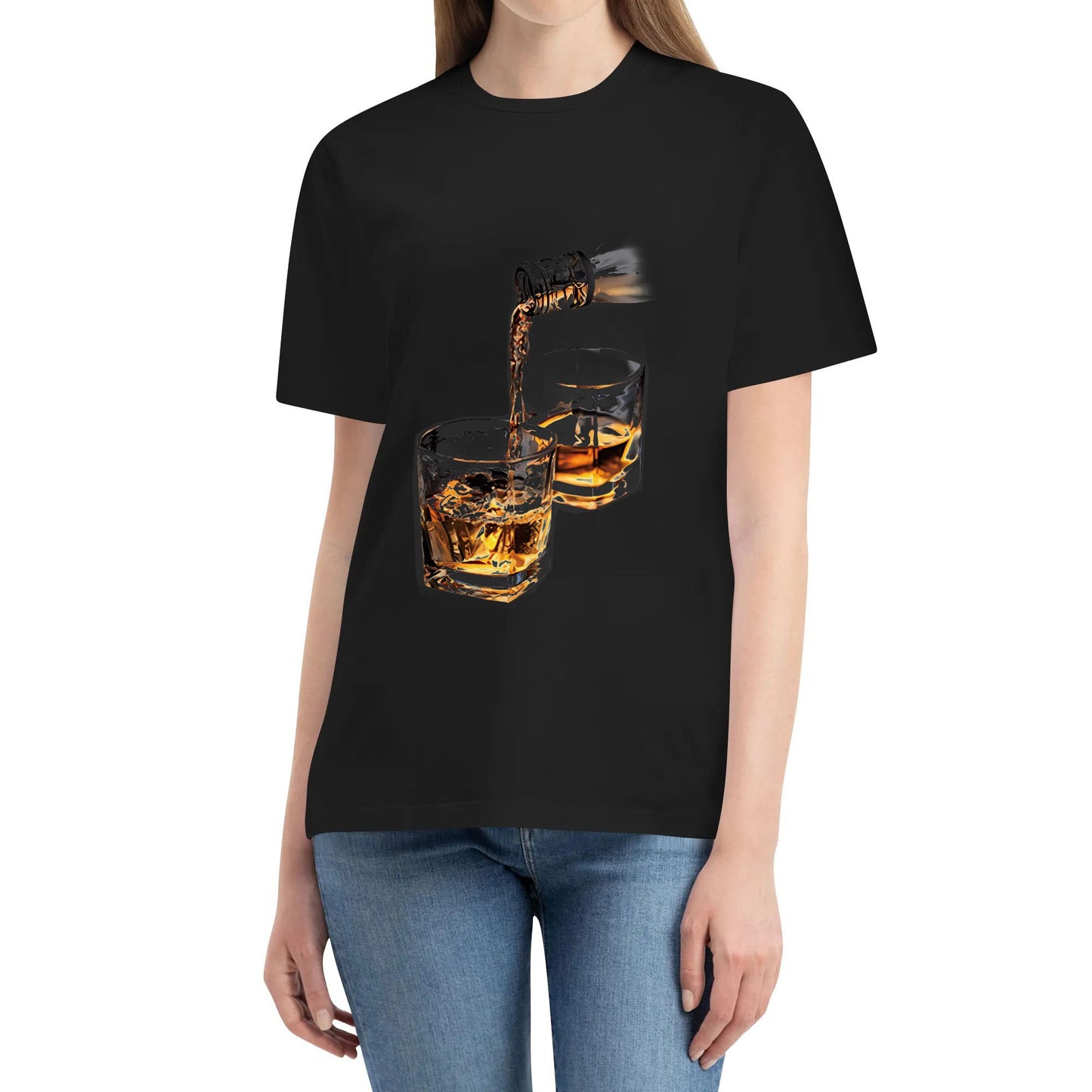 Kaus Katun Lembut Dengan Cetakan Wiski-Uniseks Desain Abstrak Terinspirasi Desain Unisex T-Shirt Atasan