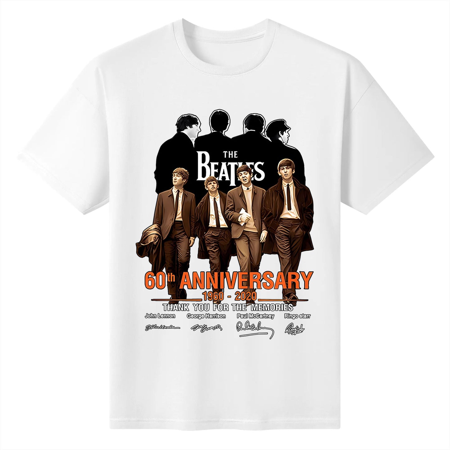 Men T Shirt Rock Band Beatles Black Shirts  Causal Short Sleeve Classic Rock Band T-Shirt Fabric Menswear Top Soft