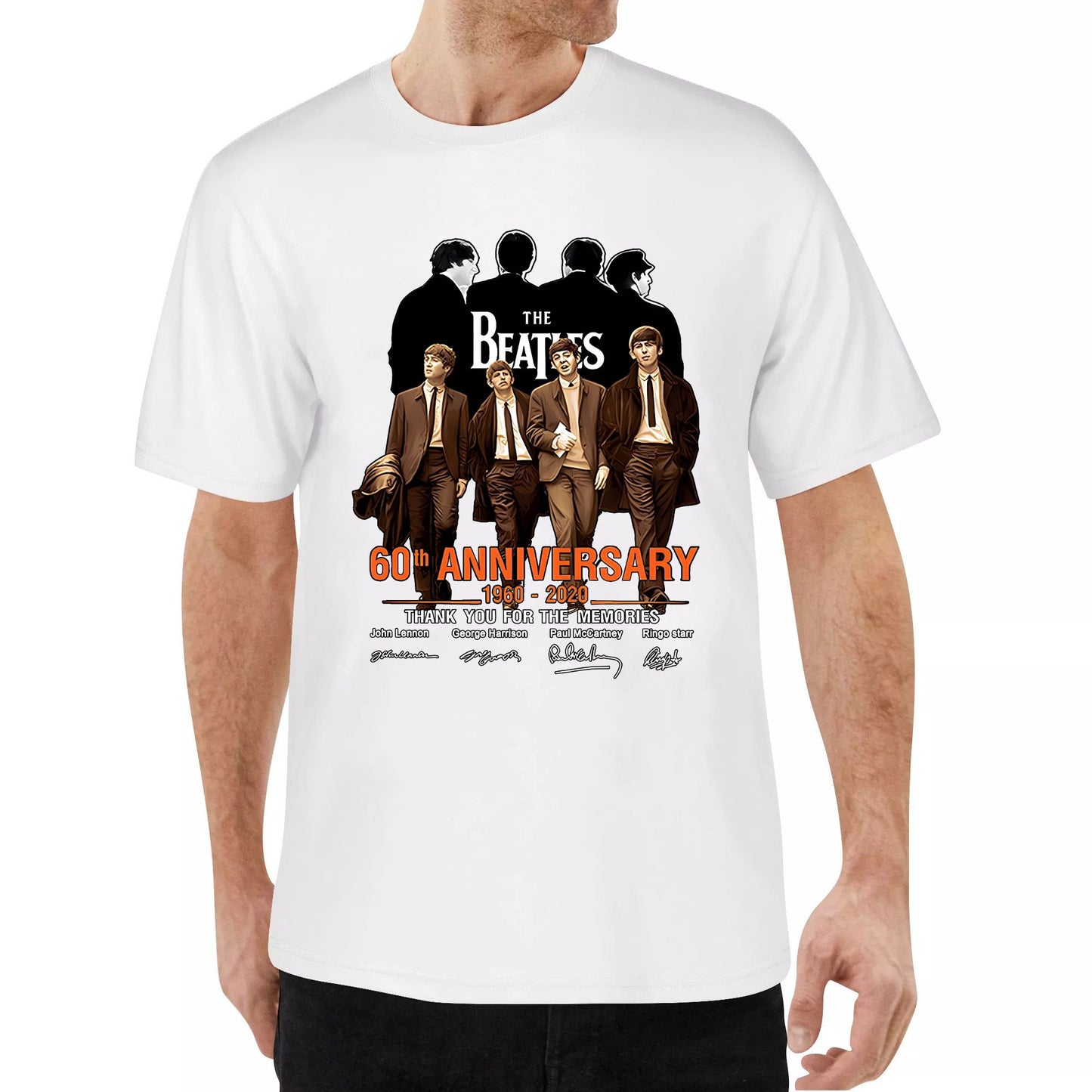 Men T Shirt Rock Band Beatles Black Shirts  Causal Short Sleeve Classic Rock Band T-Shirt Fabric Menswear Top Soft
