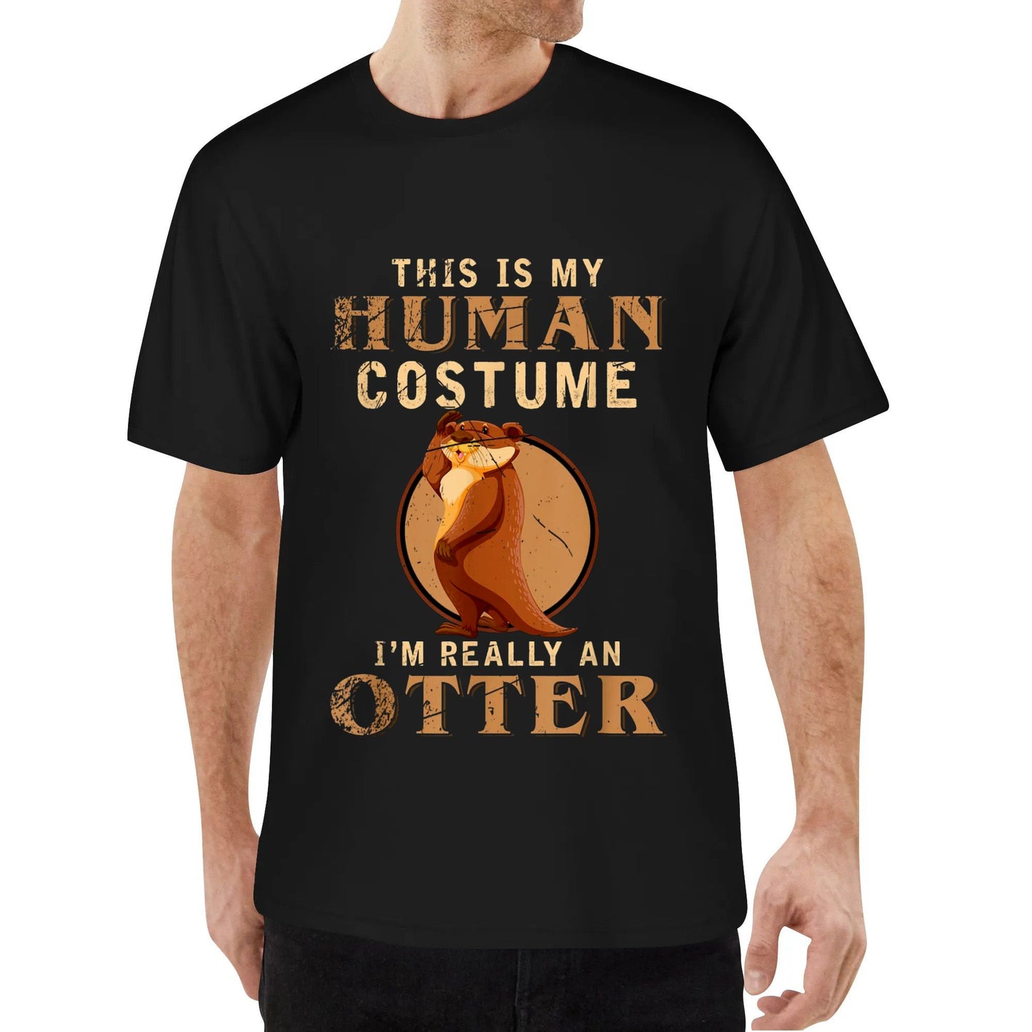 Funny Animal Costume Zoo Keeper Gift Otter Mens T-shirts Short Sleeve Printed Round Neck Womens Cotton Top Tees Shirt Unisex Adults Summer