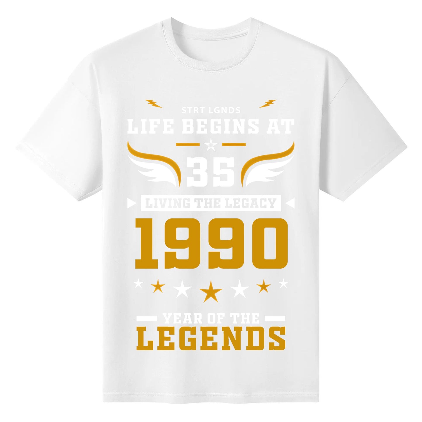 Street Legends Clothing Life Begins at 1990 Tee 35 Years Old Tear of the Legends Birthday Gift Living the Legacy Cotton Printed Crew Neck T-Shirt Unisex Short Sleeve Top