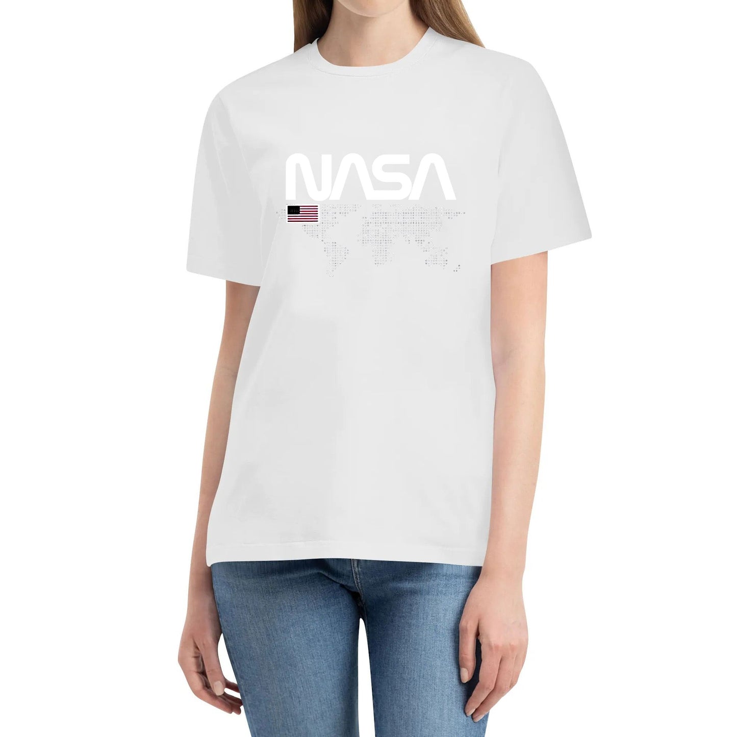 NASA World Map Graphic T-Shirt Tshirt Cotton Boys Girls T Shirt Black White Blue Red Tops Tee Clothing Gifts