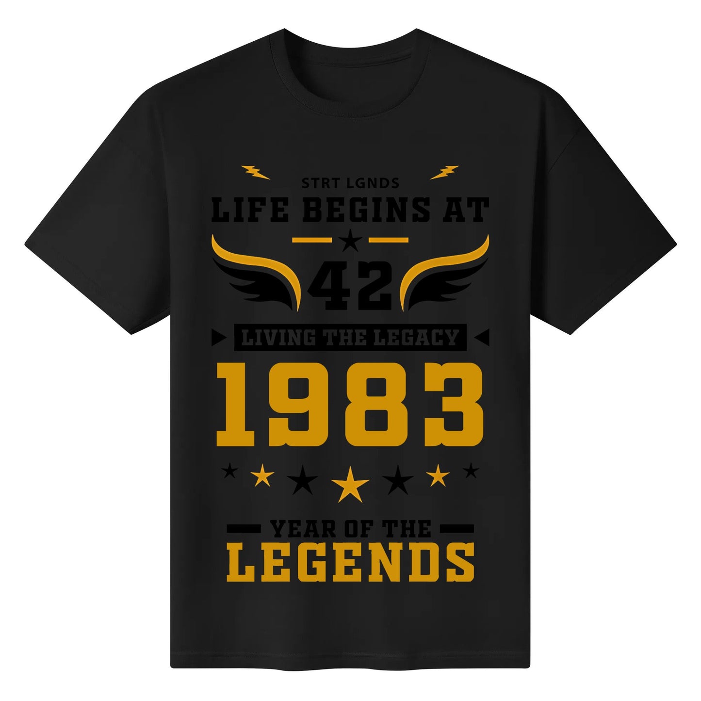 Street Legends Clothing Life Begins at 1983 Tee Living the Legacy 42 Year Tear of the Legends T-Shirt Cotton Crew Neck for Men and Women Short Sleeve Top White