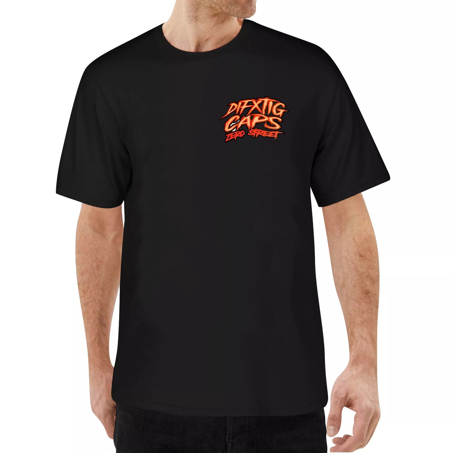 DIFXTIG x CAPS FLAME SKULL T-SHIRT Filipino Street Personality Trend T-Shirt Unisex