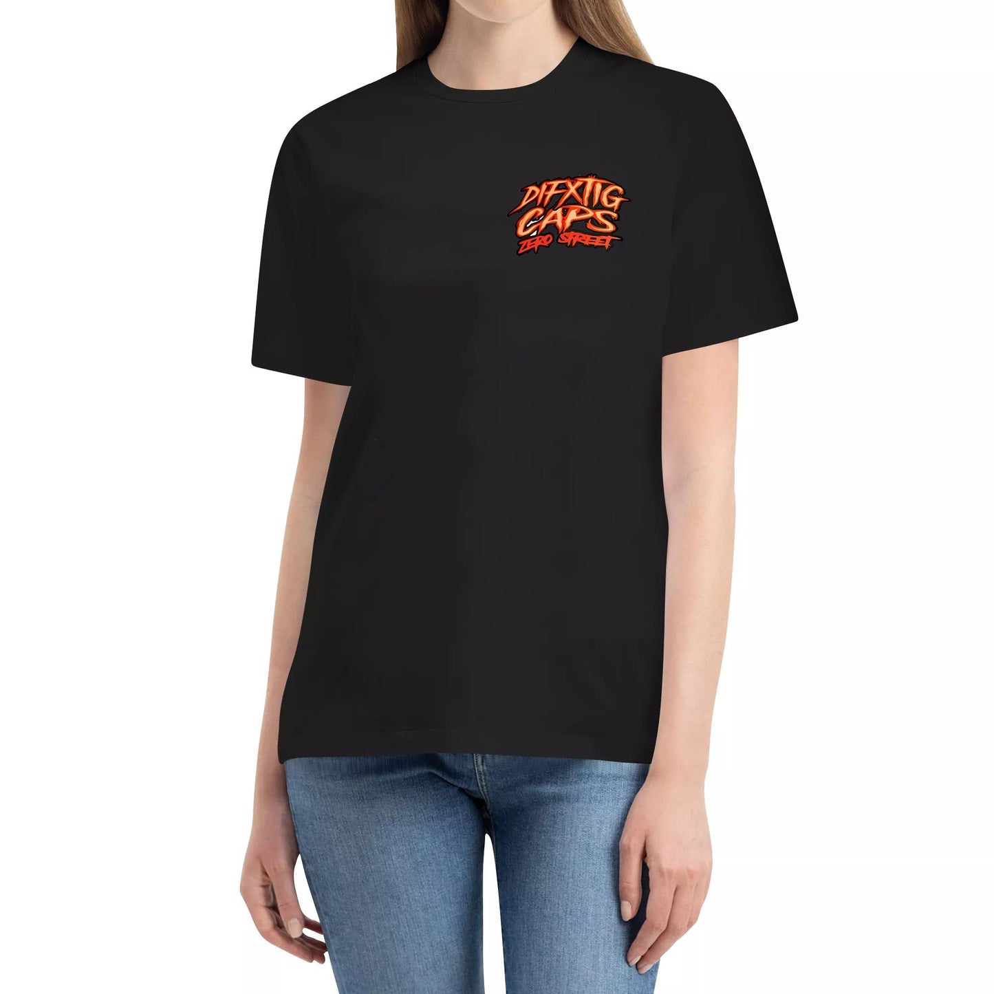 DIFXTIG x CAPS FLAME SKULL T-SHIRT Filipino Street Personality Trend T-Shirt Unisex