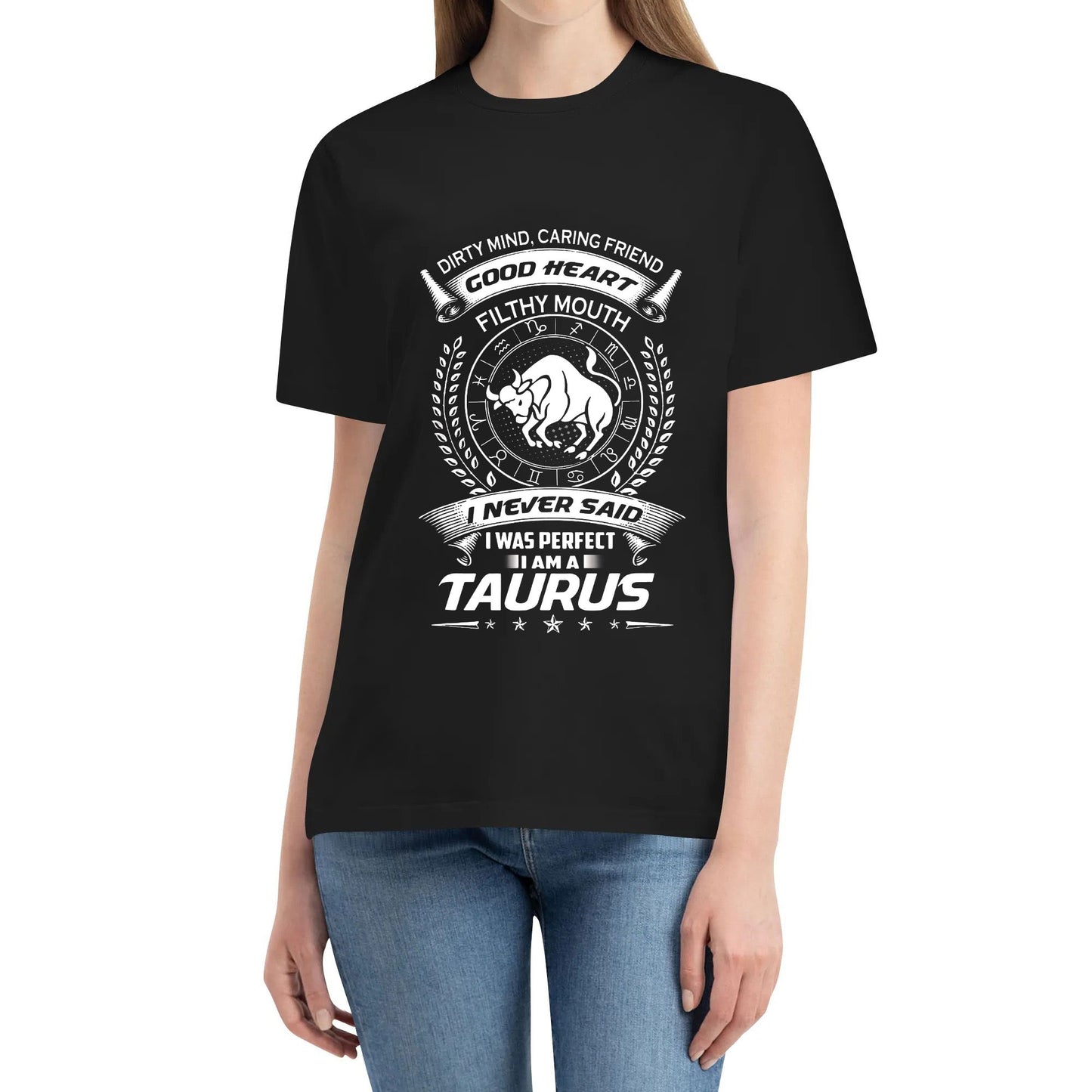 Taurus Zodiac Good Heart Not Perfect Birthday Cotton T-shirt for Men and Women Tee Shirts Adults Short Sleeve Tshirts