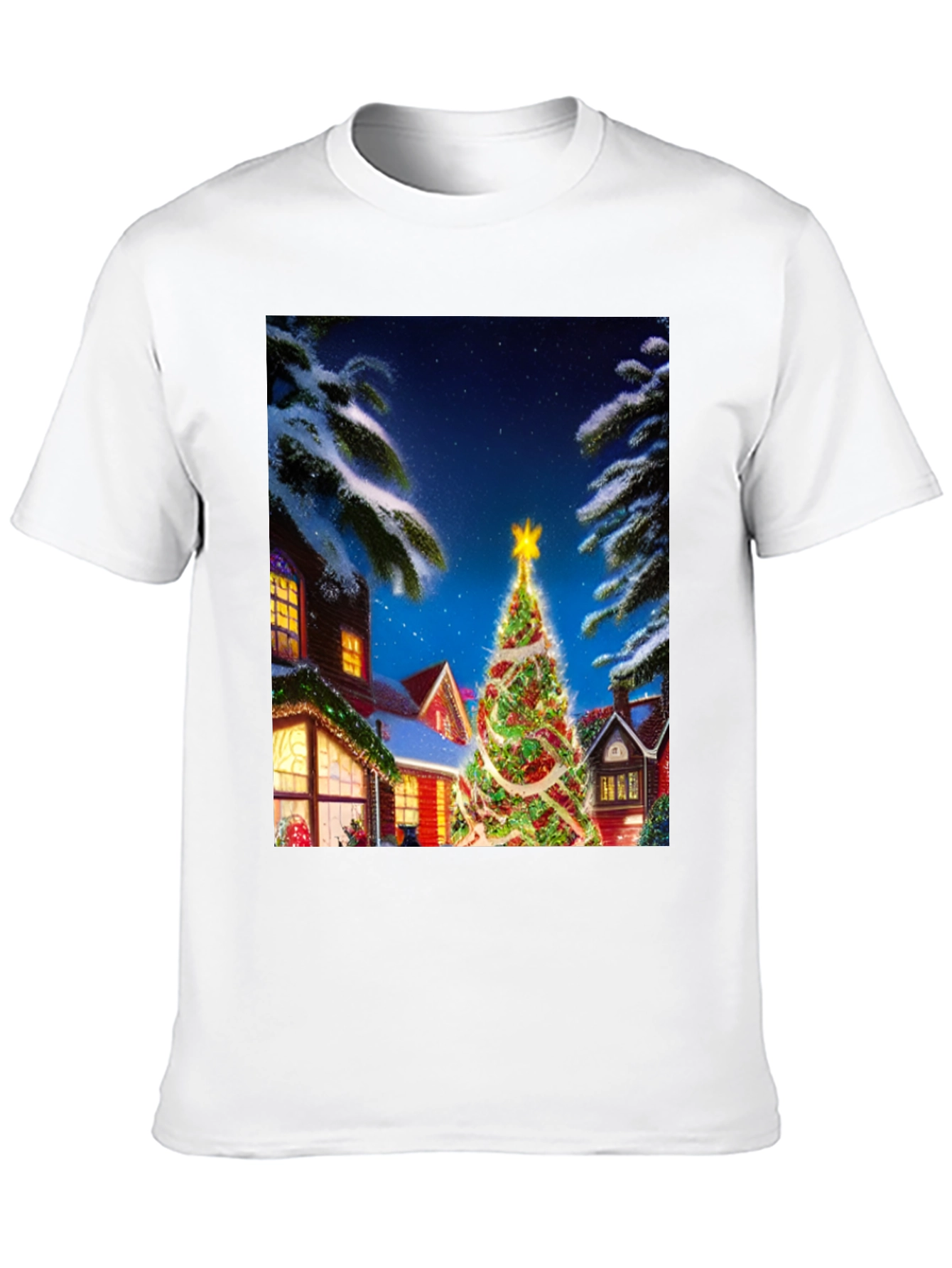 Christmas Tree House Graphic T-Shirt