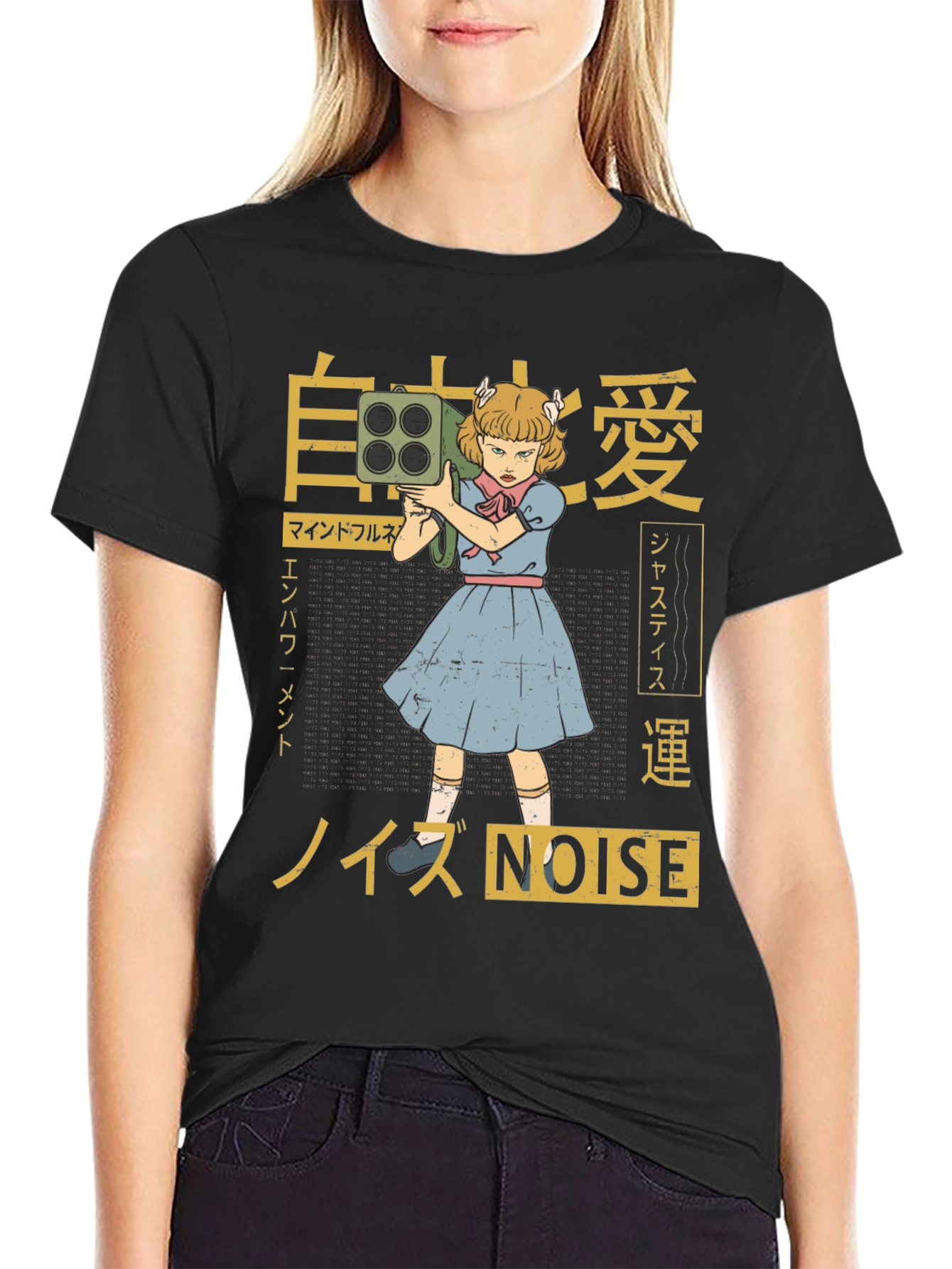 Edgy Anime Girl with Bazooka Graphic T-Shirt