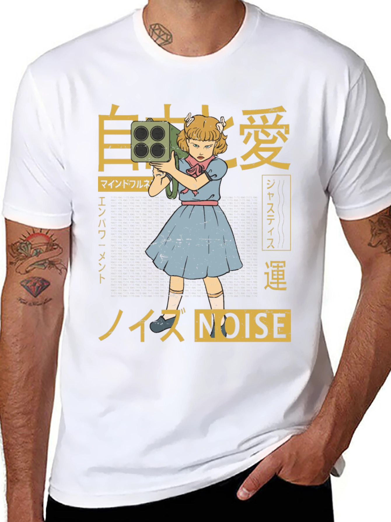 Edgy Anime Girl with Bazooka Graphic T-Shirt
