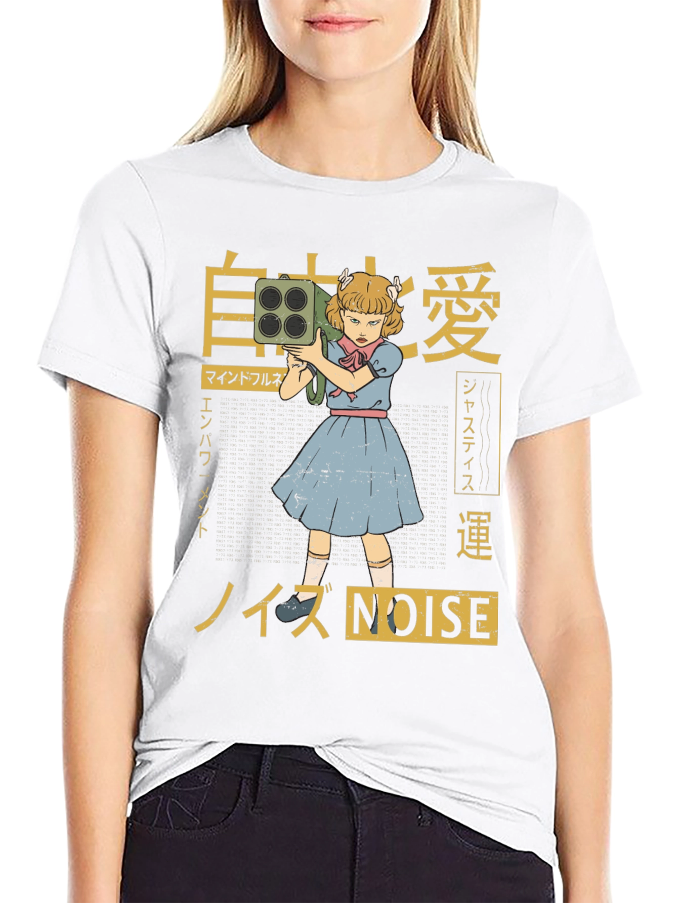 Edgy Anime Girl with Bazooka Graphic T-Shirt