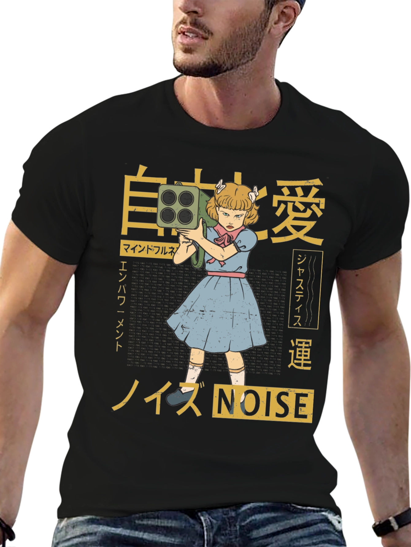Edgy Anime Girl with Bazooka Graphic T-Shirt