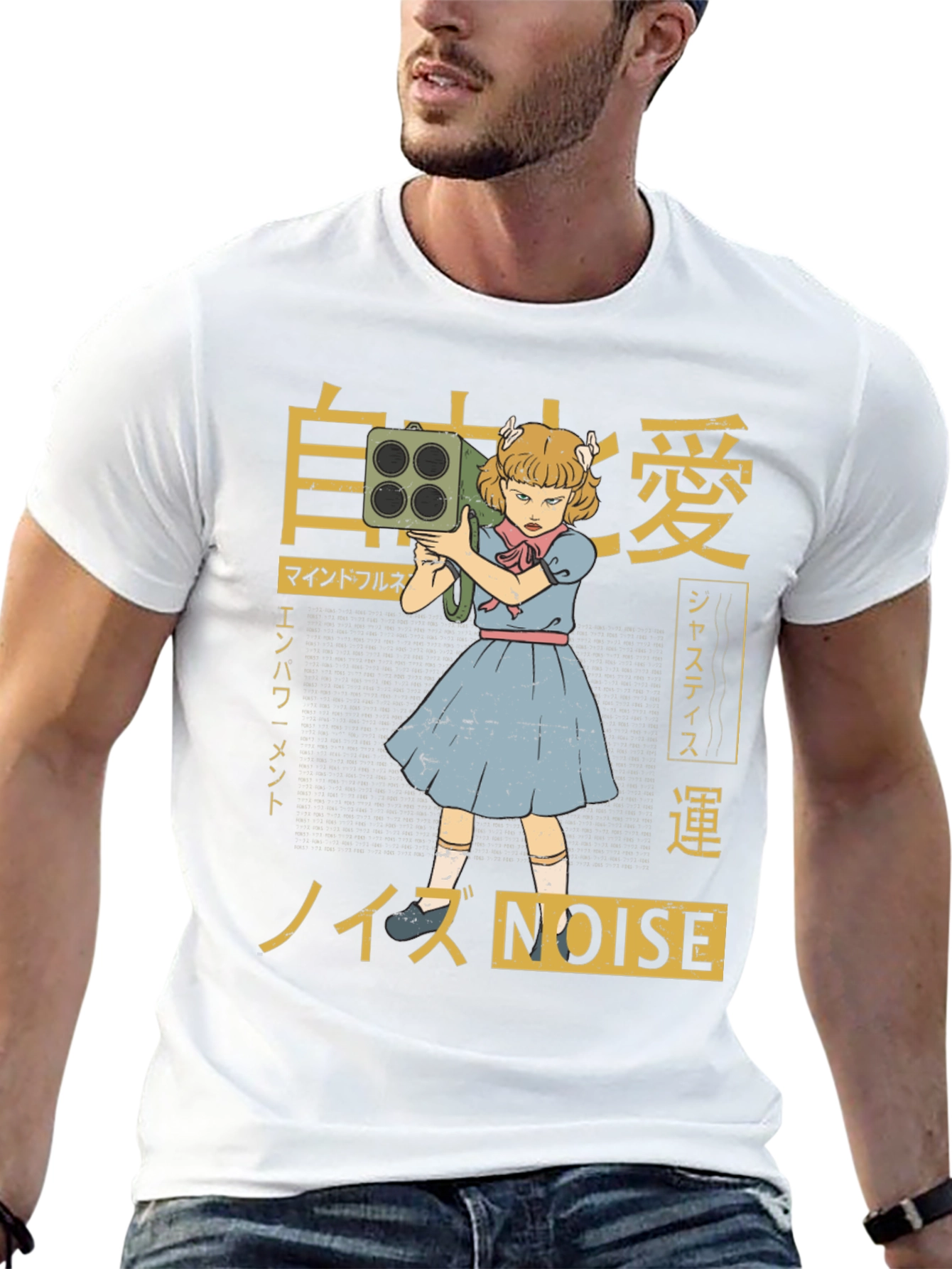 Edgy Anime Girl with Bazooka Graphic T-Shirt