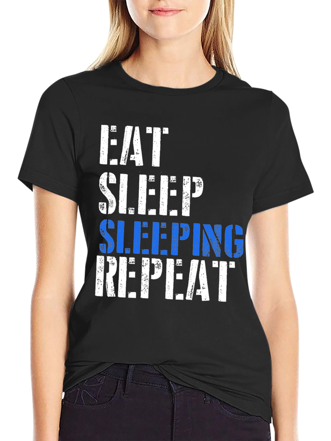 Eat Sleep Sleeping Repeat T-Shirt - Fun Graphic Tee