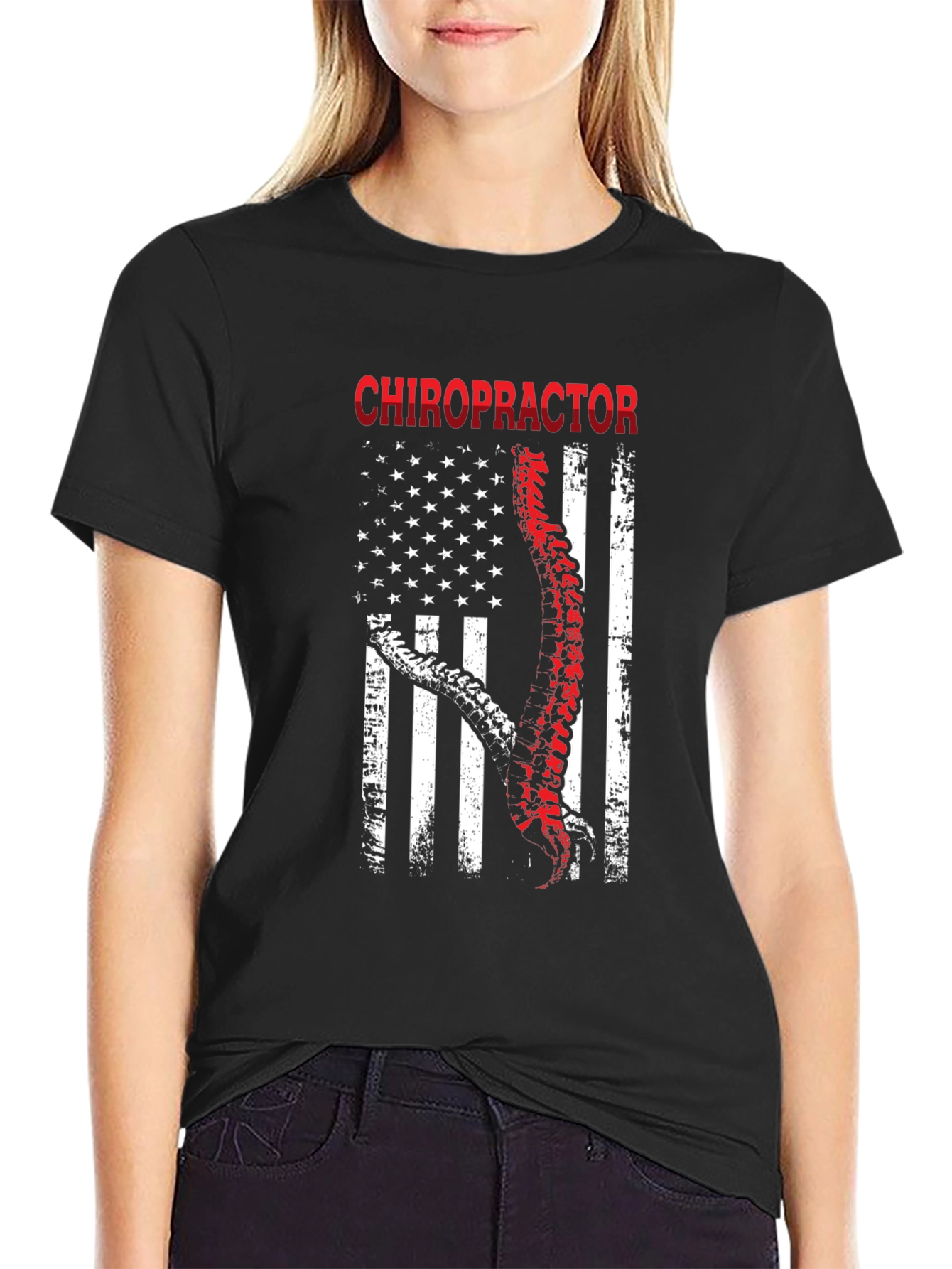 Chiropractor American Flag Graphic T-Shirt