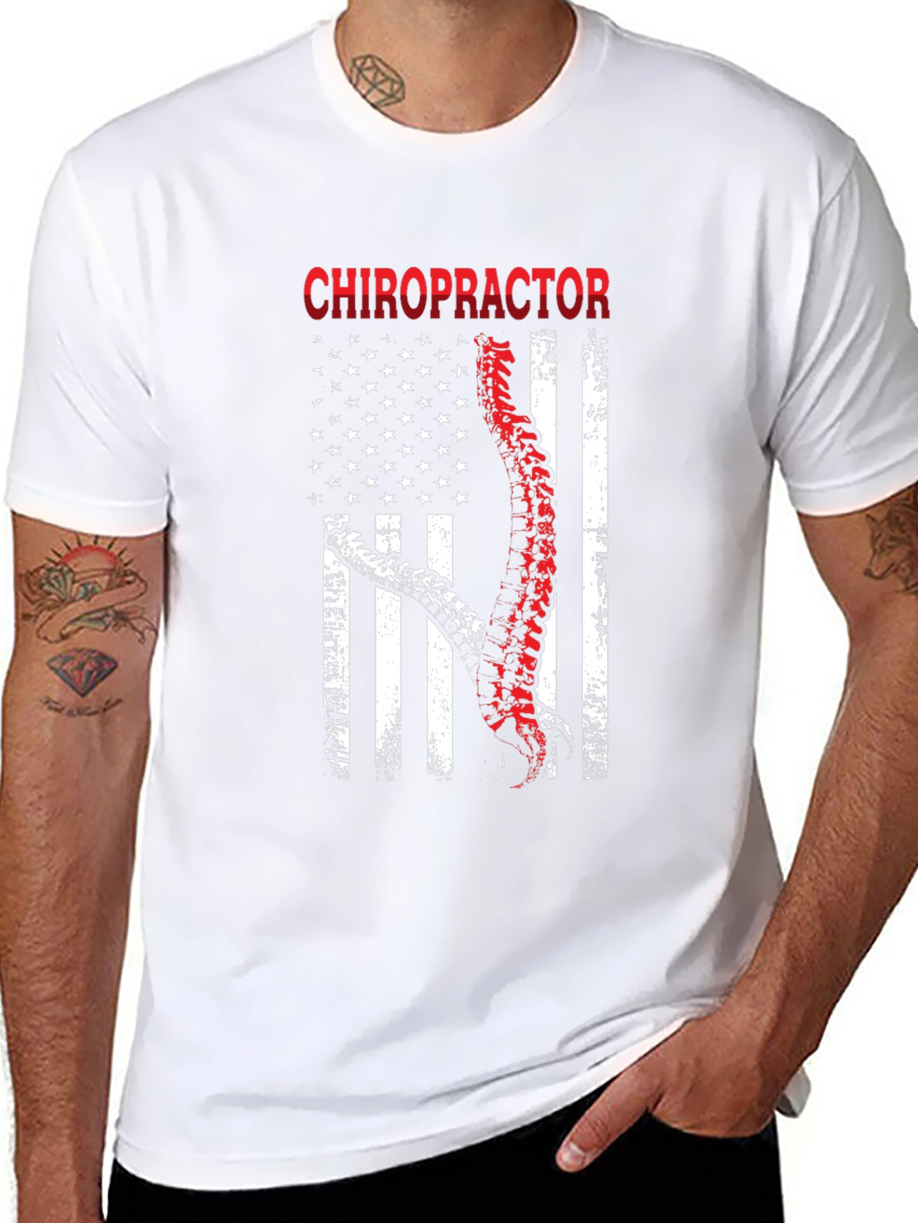 Chiropractor American Flag Graphic T-Shirt