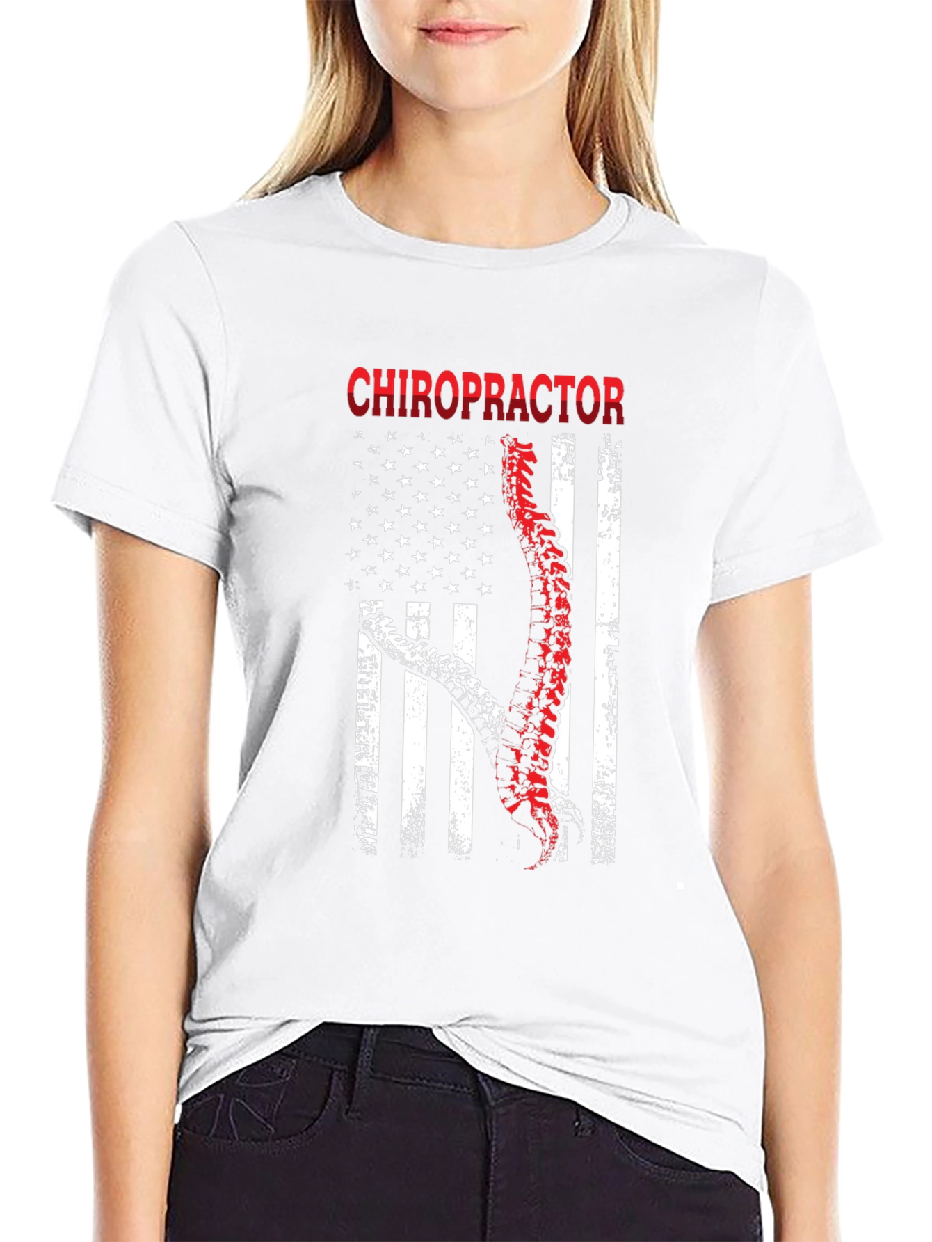 Chiropractor American Flag Graphic T-Shirt
