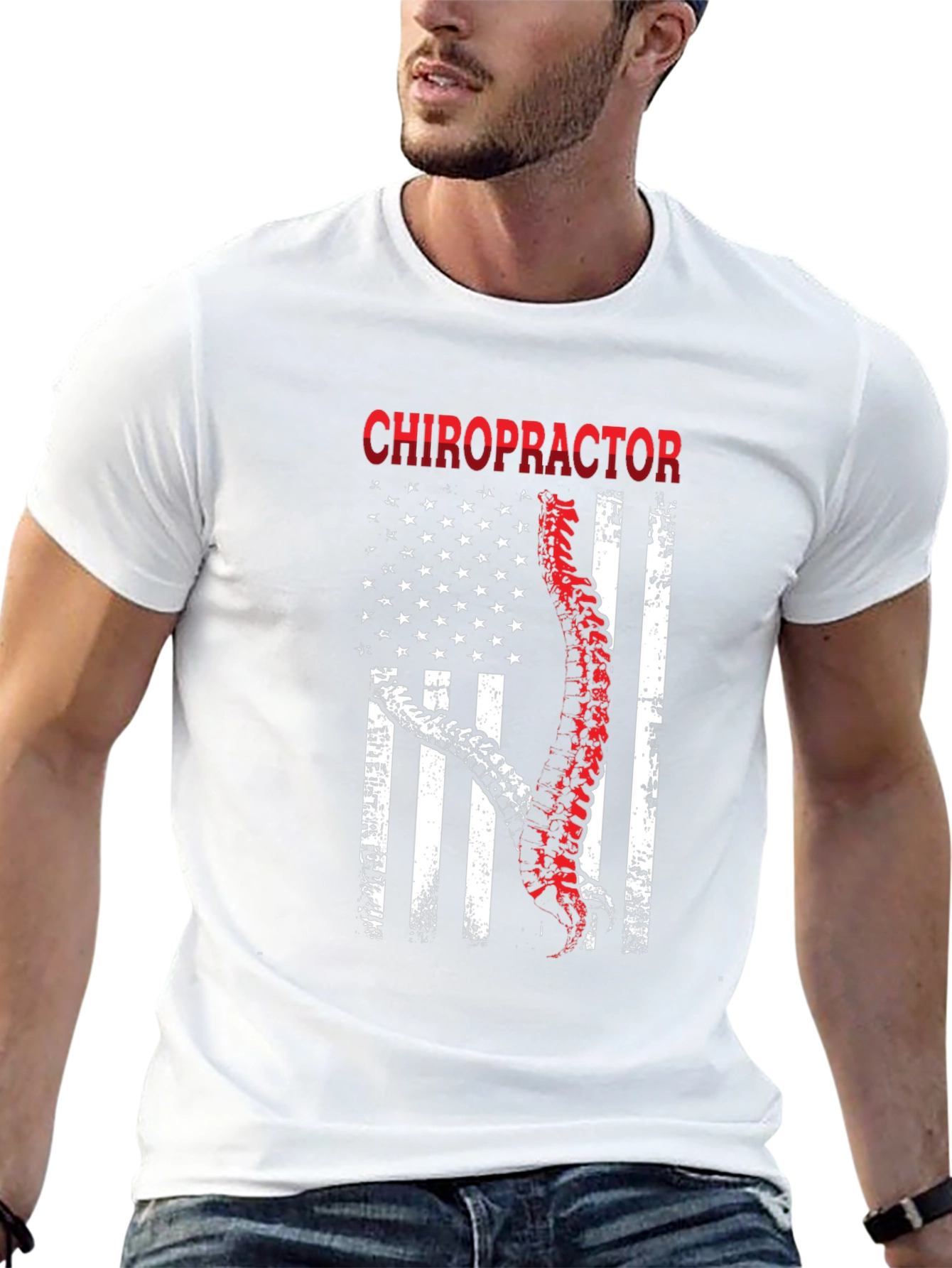 Chiropractor American Flag Graphic T-Shirt
