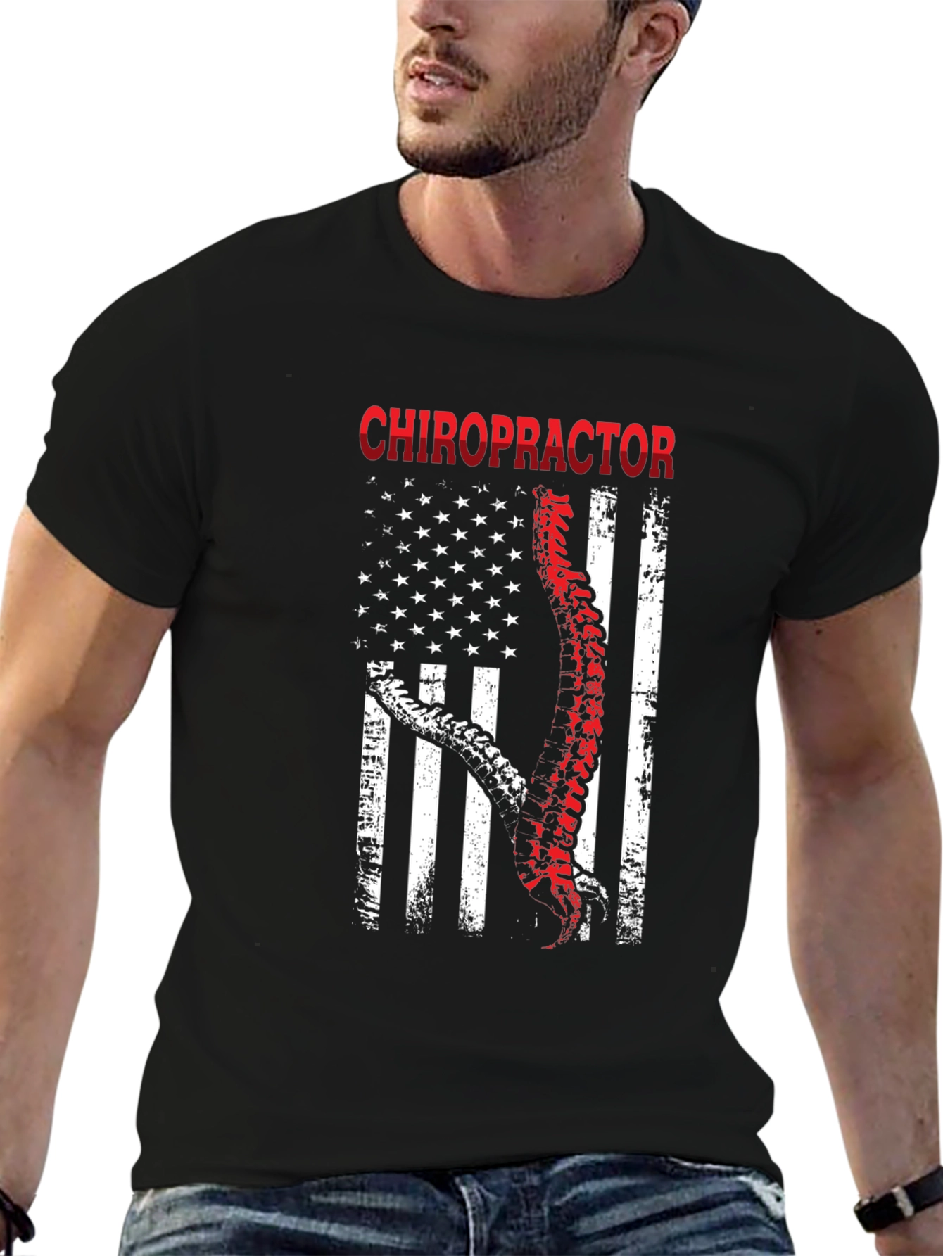 Chiropractor American Flag Graphic T-Shirt