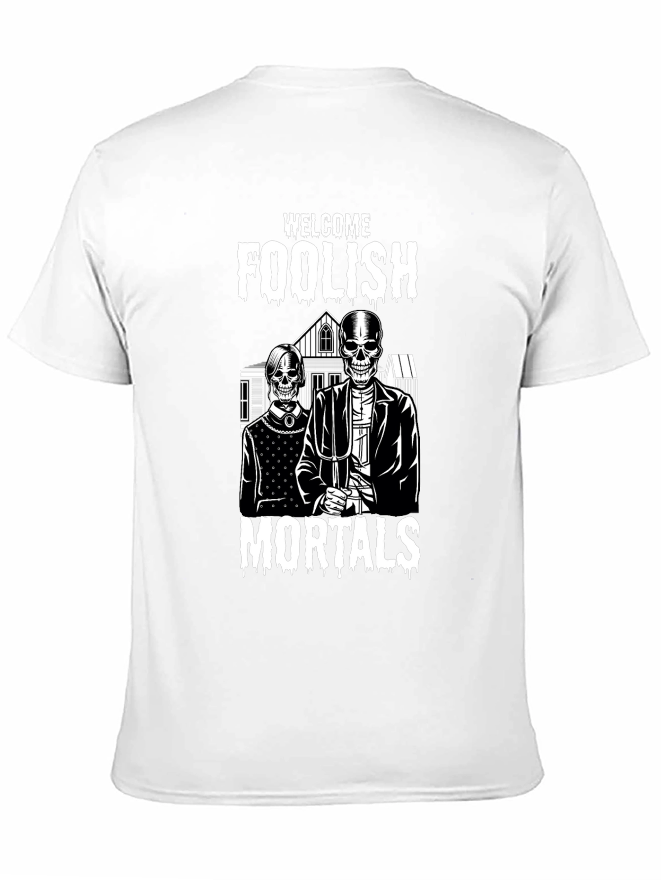 Welcome Foolish Mortals Skeleton Graphic T-Shirt