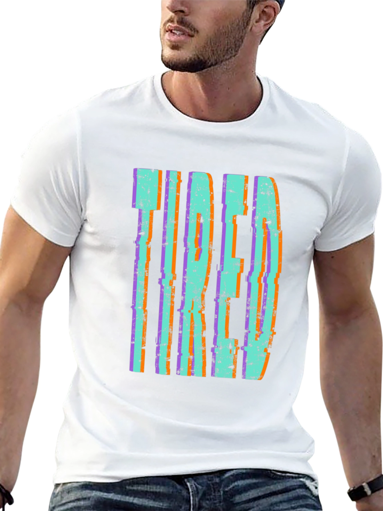 Tired Graphic Print Black Tee Shirt