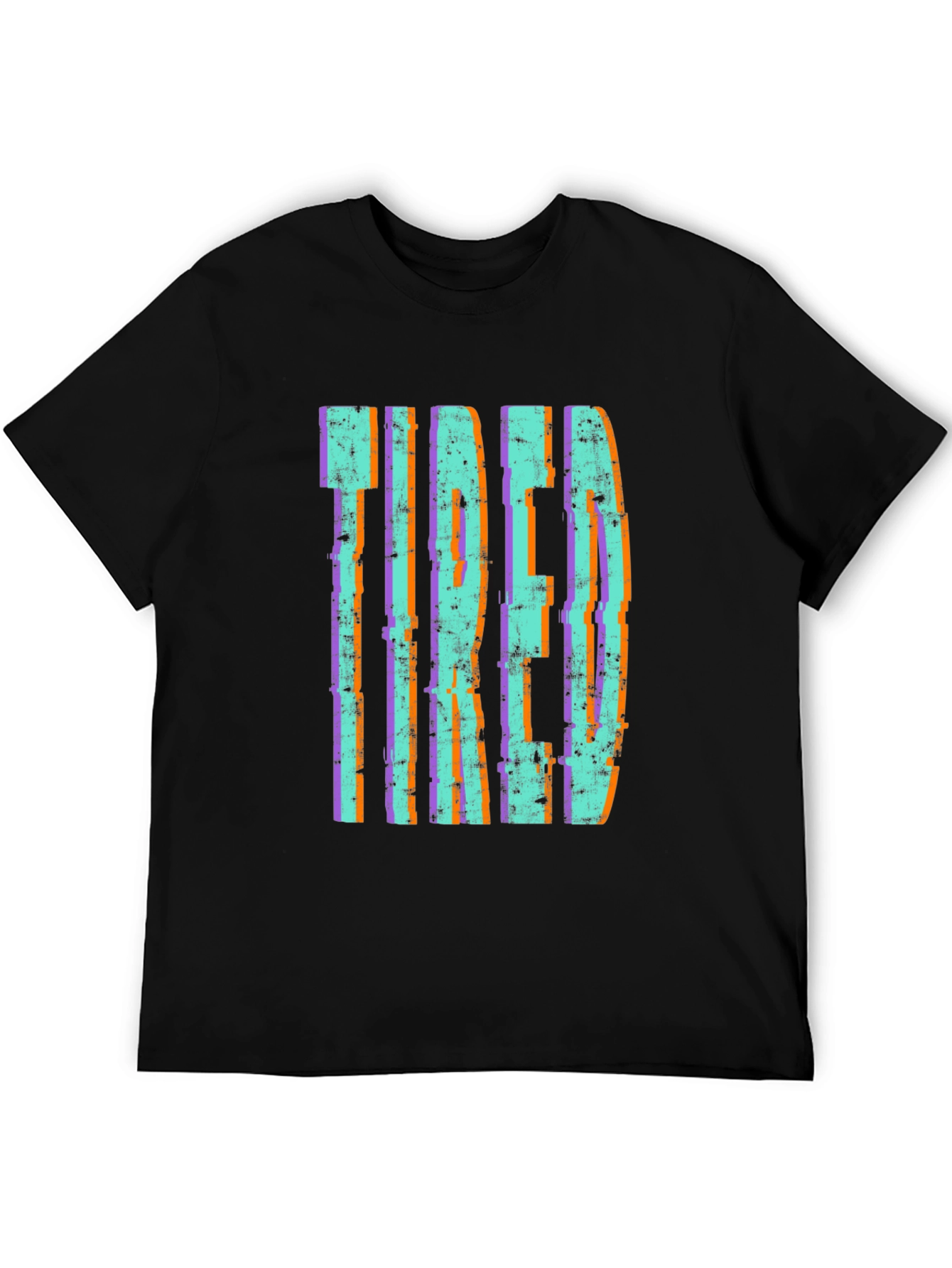 Tired Graphic Print Black Tee Shirt