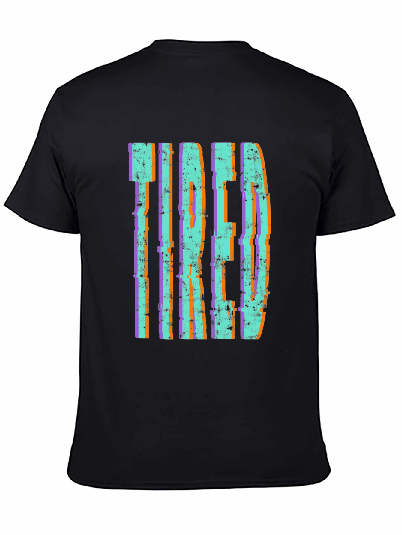Tired Graphic Print Black Tee Shirt