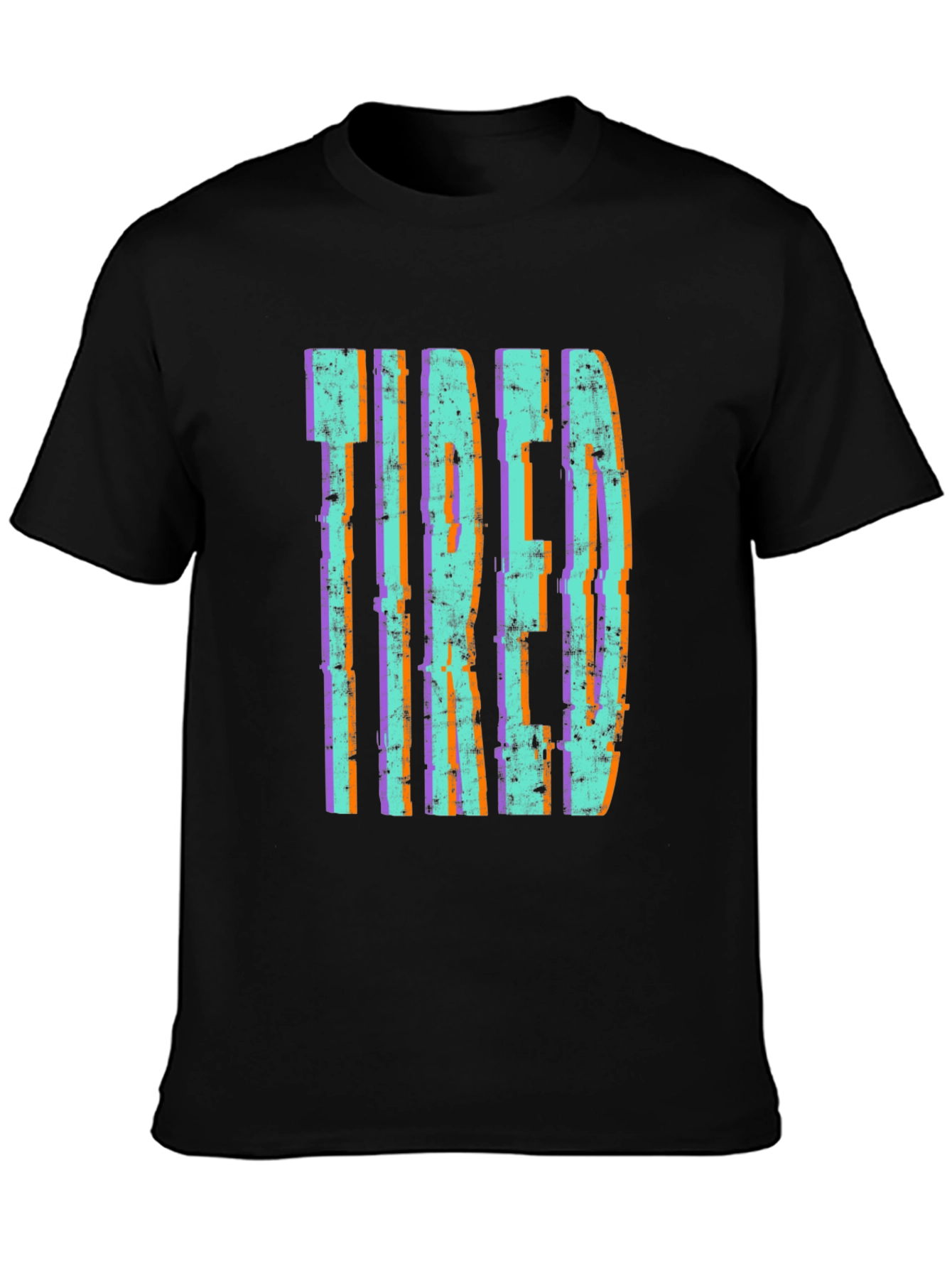 Tired Graphic Print Black Tee Shirt