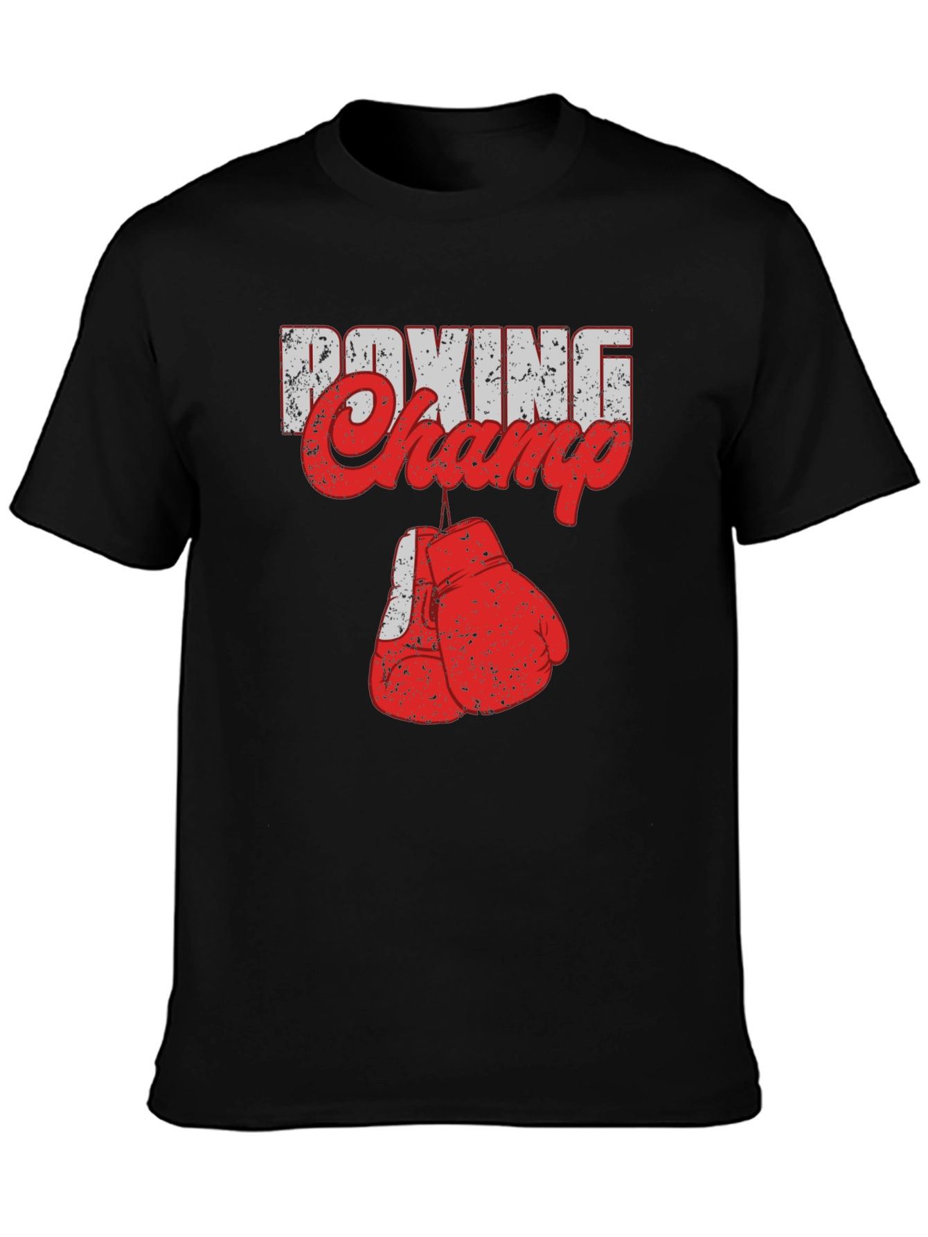 Boxing Champ Graphic Tee - Black Cotton