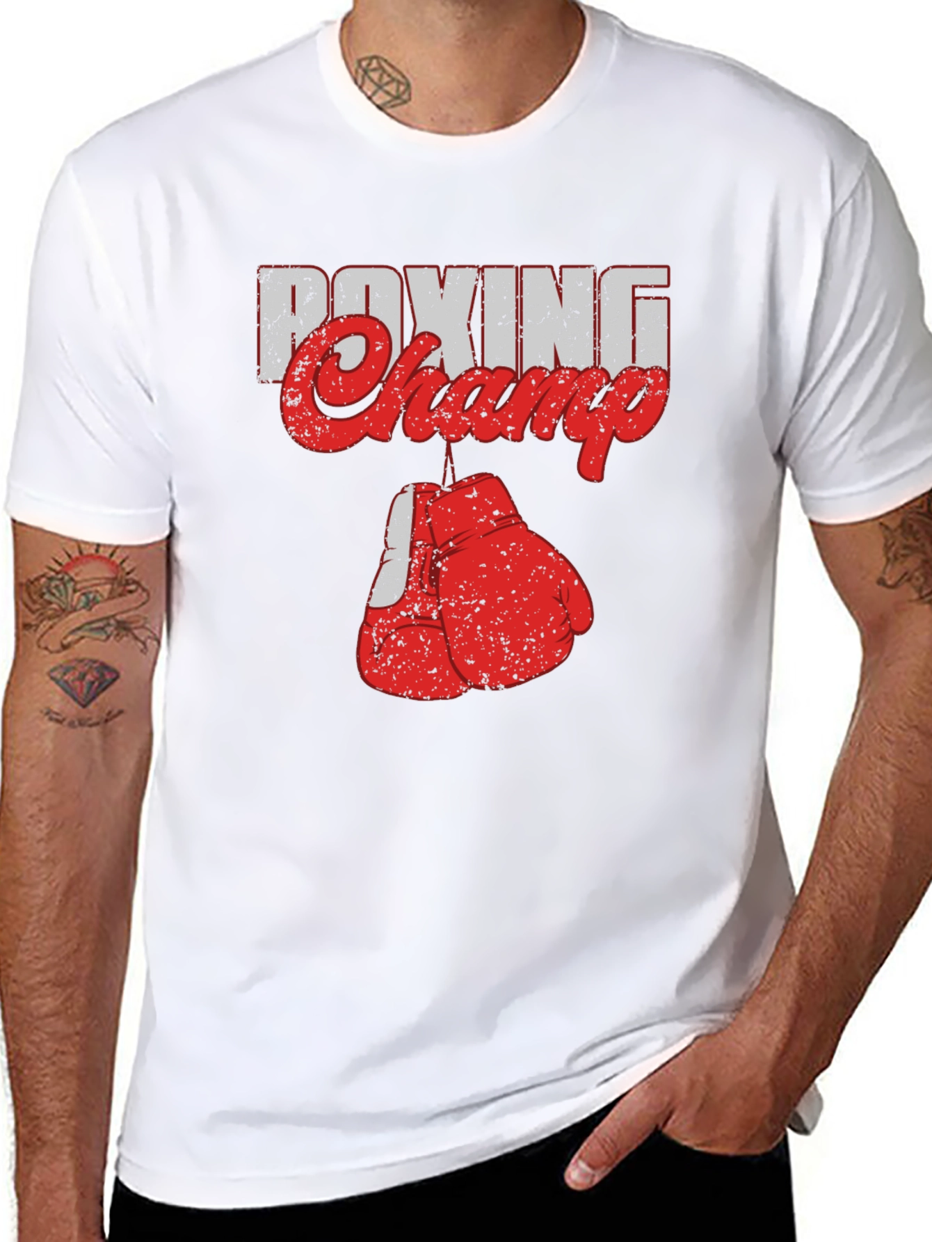 Boxing Champ Graphic Tee - Black Cotton